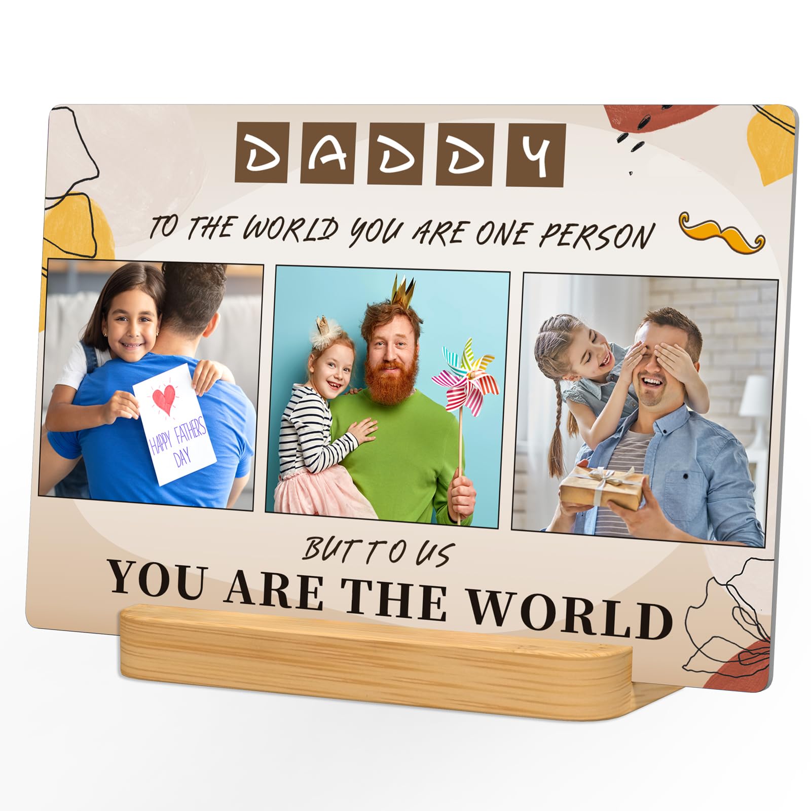 Xiaodaxia Father'S Day Gifts Personalized Metal Photo Prints Customized Photo Gifts For Dad - Custom Picture Prints With Bamboo