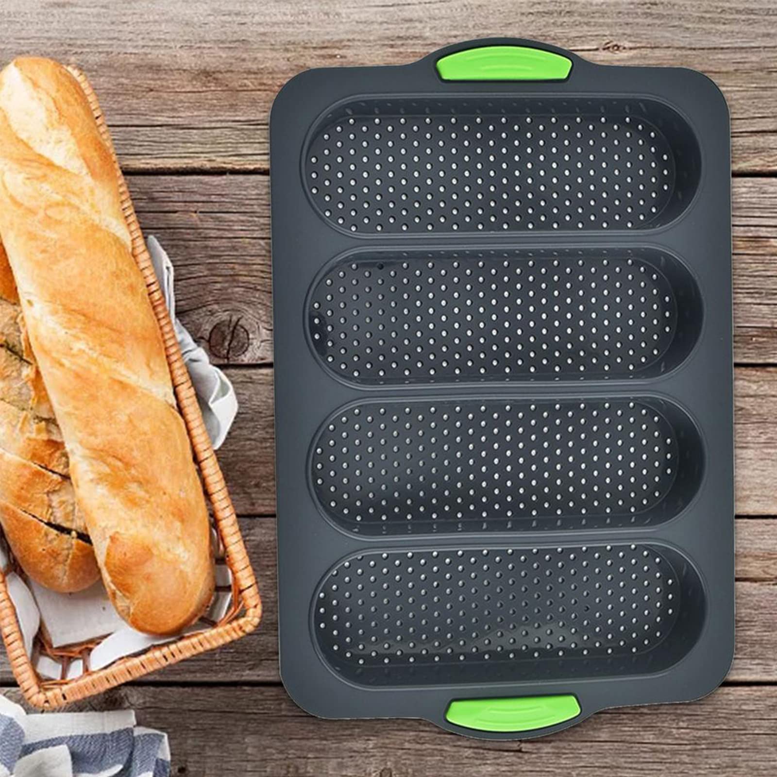 W Wbld Silicone Loaf Pan,Non-Stick Bread Pan For Baking, French Hotdog Diy Cooking Bread Buns Baguette Tray Cake Mold For Homema