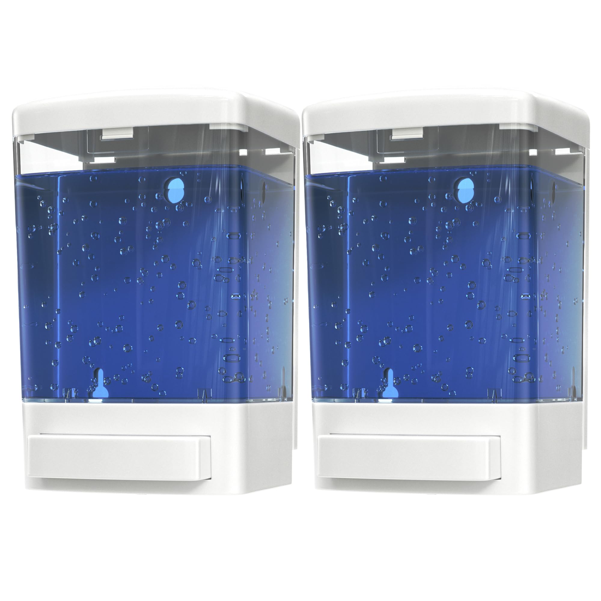 Wall Mount Soap Dispenser For Bathroom (2-Pack White), Commercial Hand Soap Dispenser 33.8Oz (1000Ml), Manual Wall Mounted Soap