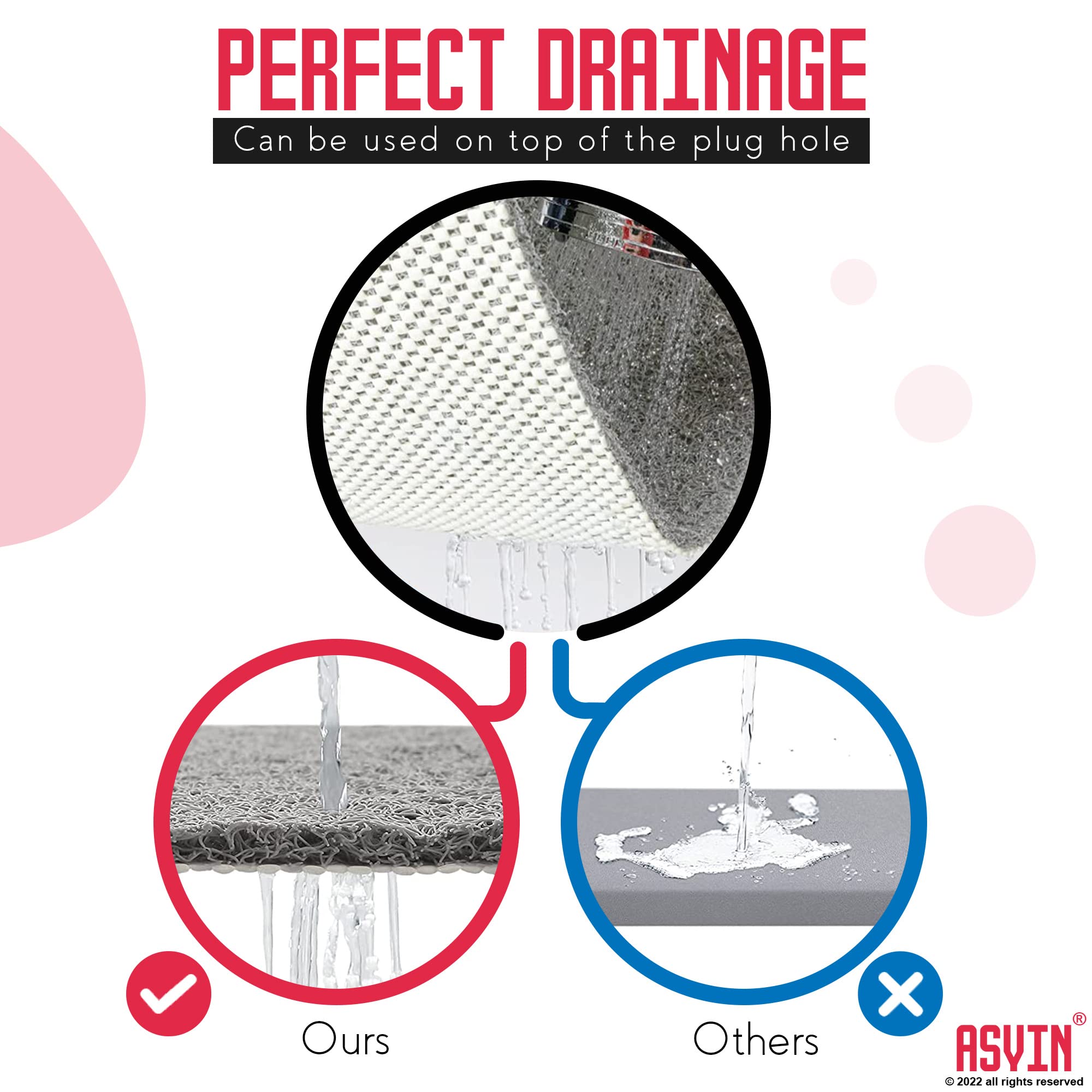 Asvin Soft Textured Shower Mat Non Slip Anti Mould For Inside Shower & Bath (24''X16'' Inch) Phthalate Free Rubber Loofah Bathro