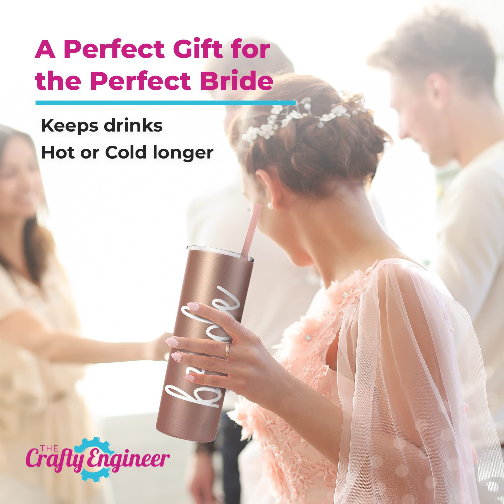 The Crafty Engineer Bride Tumbler With Straw (Blush)