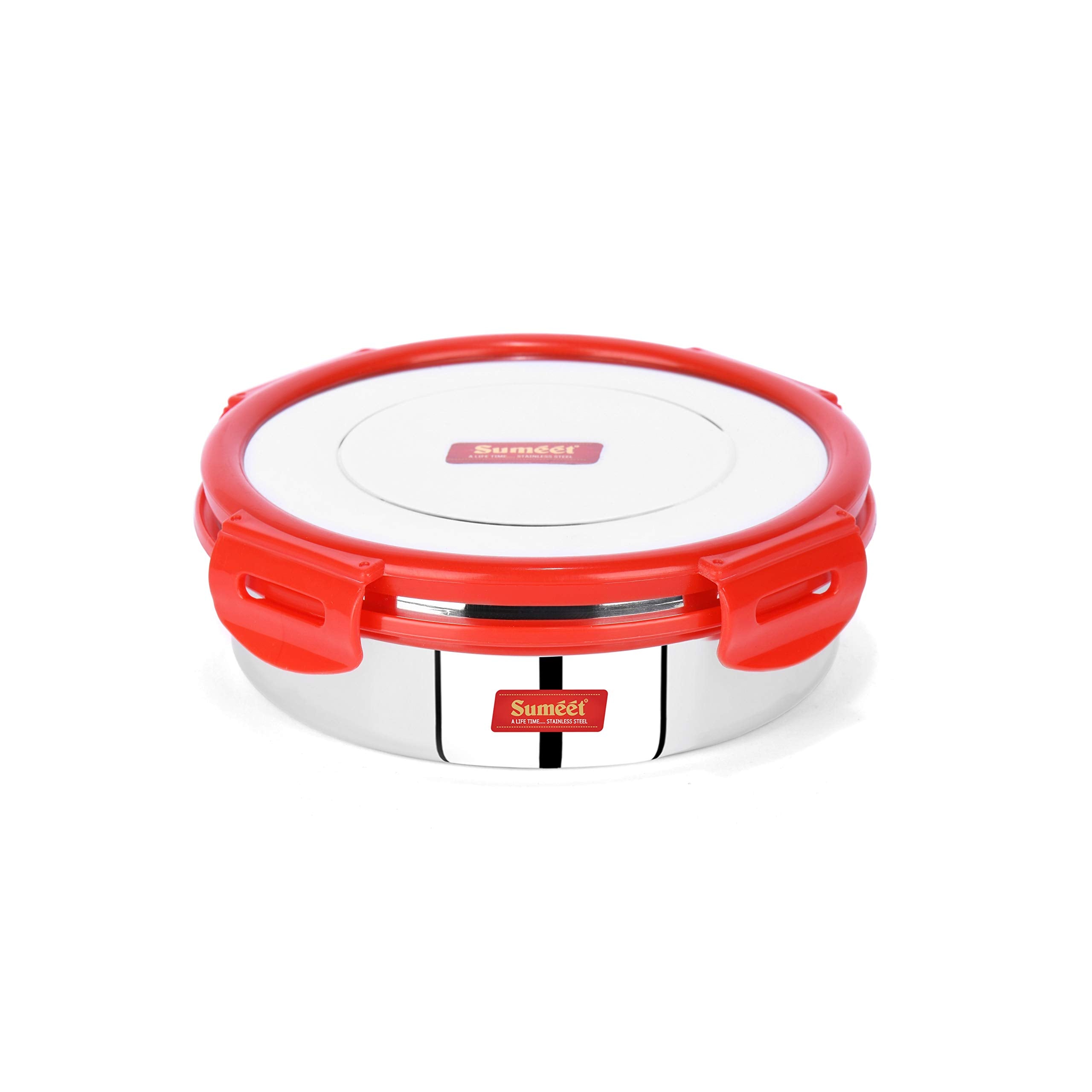 Sumeet Airtight & Leak Proof Steelexo Stainless Steel Containerslunch Box With Stainless Steel Lid - Size 600Ml  Red