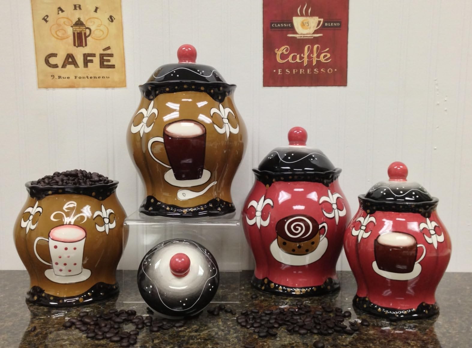 ACK Tuscany Colorful Coffee Bean Collection (4PC Canister Set)
