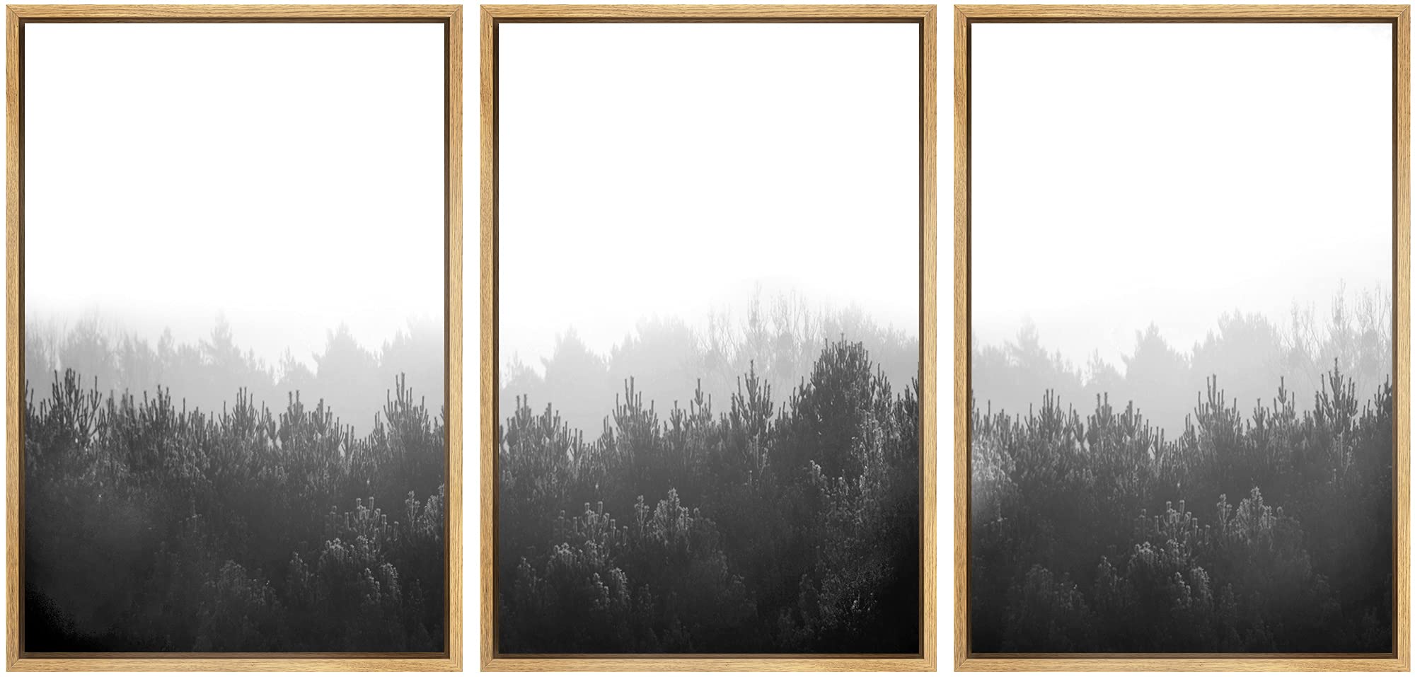 Signwin Framed Canvas Print Wall Art Forest Bushes And Shrubs In Fog Nature Wilderness Illustrations Modern Art Rustic Scenic Re