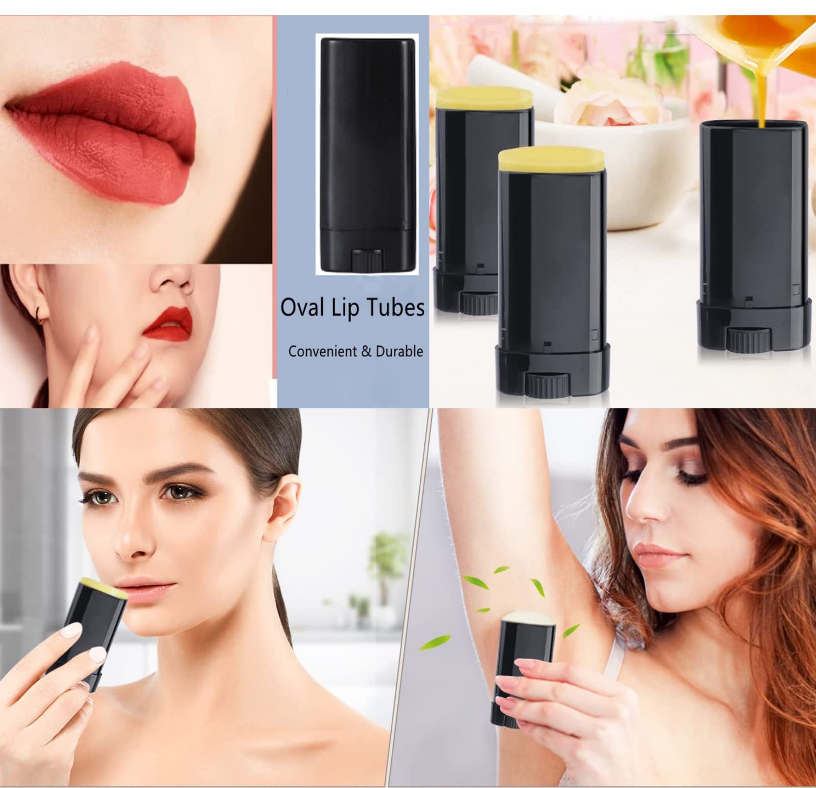 Minsily 20 Pcs 15Ml Empty Plastic Oval Deodorant Containers Oval Lip Balm Tubes 0.5 Oz Deodorant Sticks Containers Oval Twist-Up