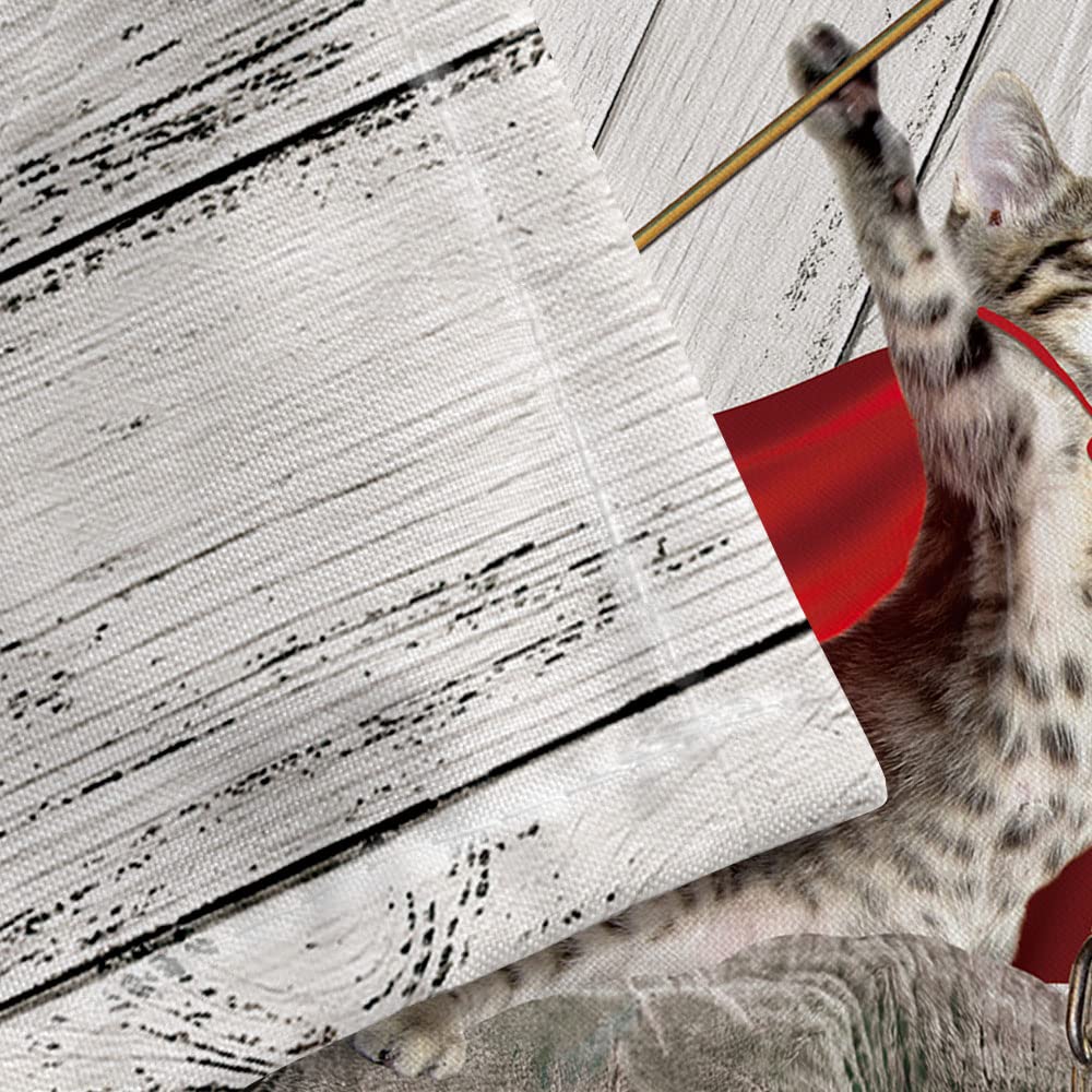 Funny Cat Shower Curtain, Cool Cat Dinosaur Japanese Ocean Wave Shower Curtain, Cat Riding Dinosaur Fun Shower Curtain Nautical