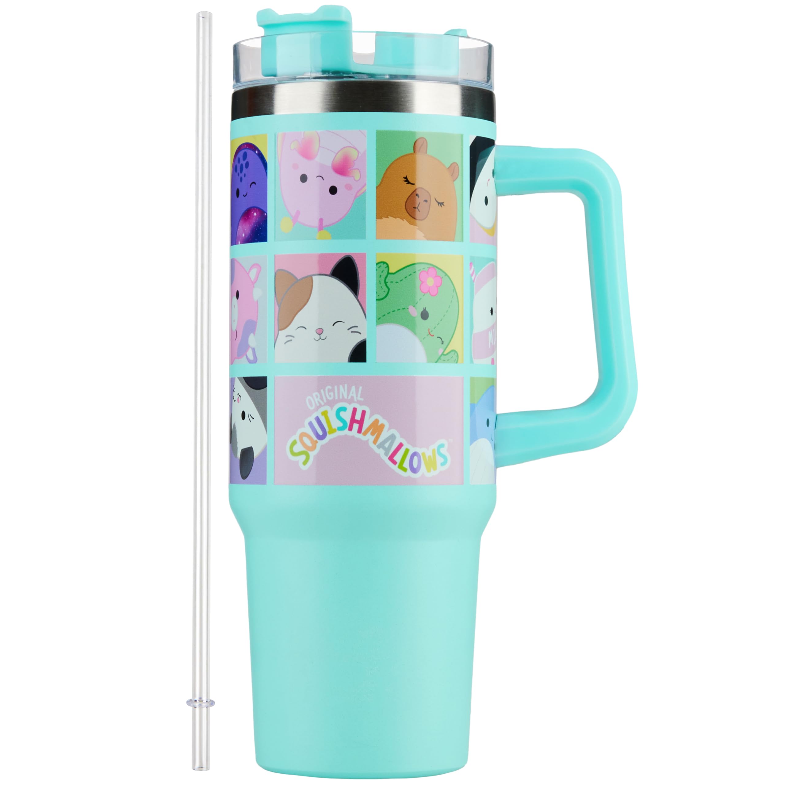 Get Trend Squishmallows Kids Tumbler with Straw 28oz Insulated Cup with Lid Handle No Spill Travel Mug School Sports Drinking Cu