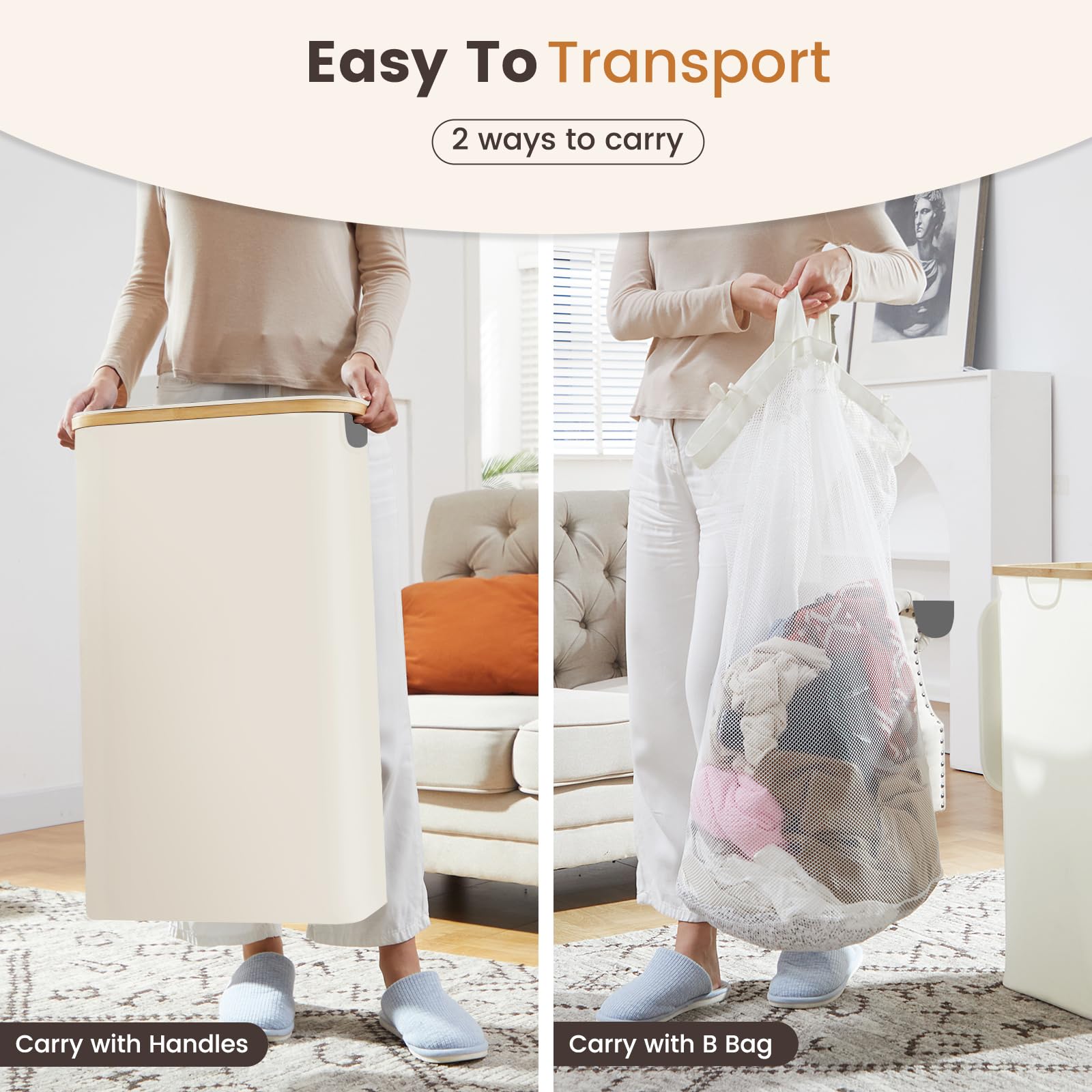 Bathola Small Laundry Basket, 75L Slim Laundry Hamper With Lid, Clothes Hamper For Laundry Basket Collapsible, Narrow Laundry Ha