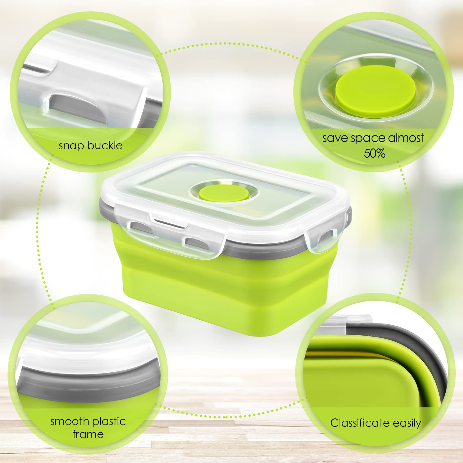 8 Pcs Small Silicone Collapsible Food Storage Containers With Airtight Lids Stacking Silicone Meal Prep Lunch Containers For Kit