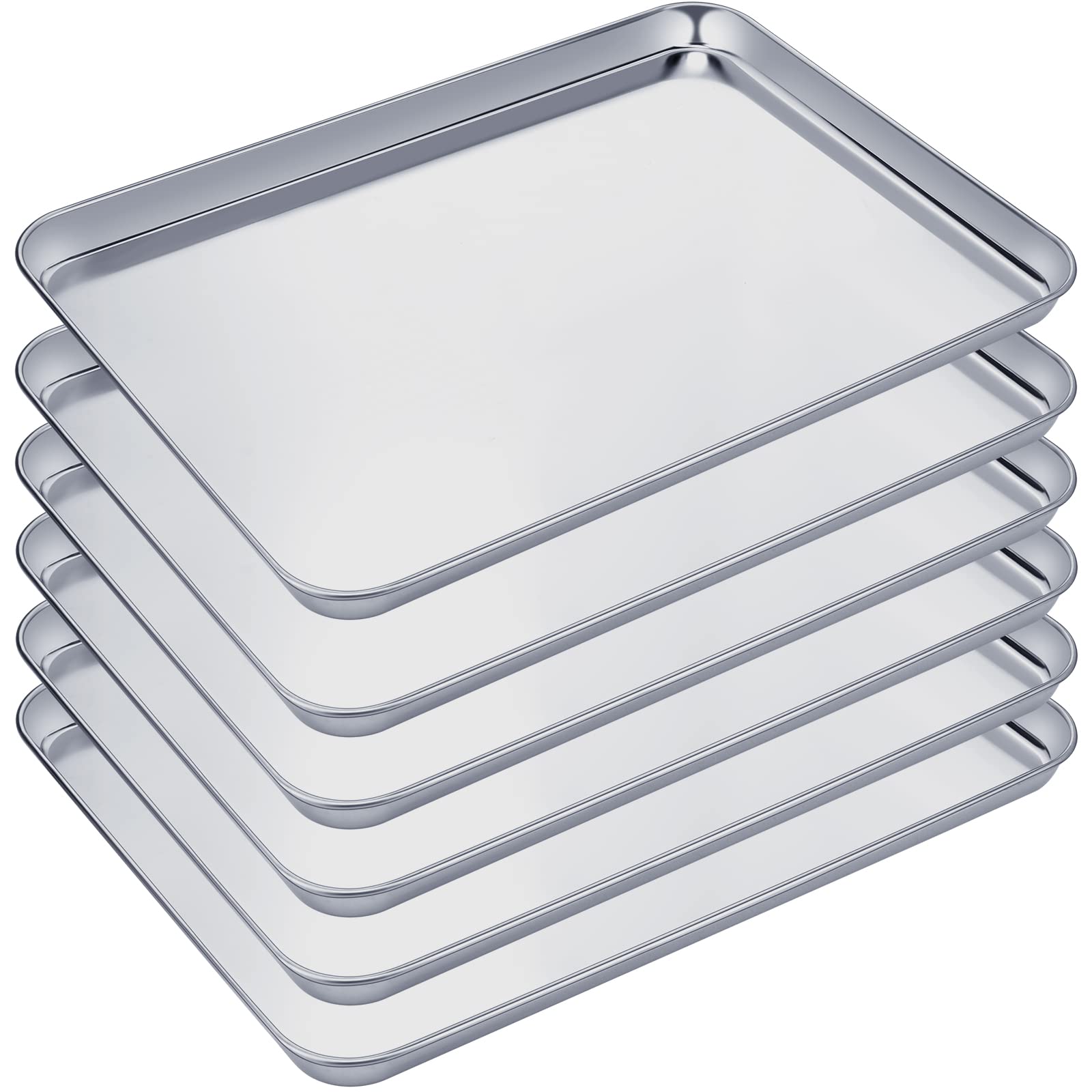 Mimorou 6 Pcs Baking Sheet Set Stainless Steel Cookie Sheet Cookie Baking Pan Bakeware Oven Tray Dishwasher Safe Baking Tray Com