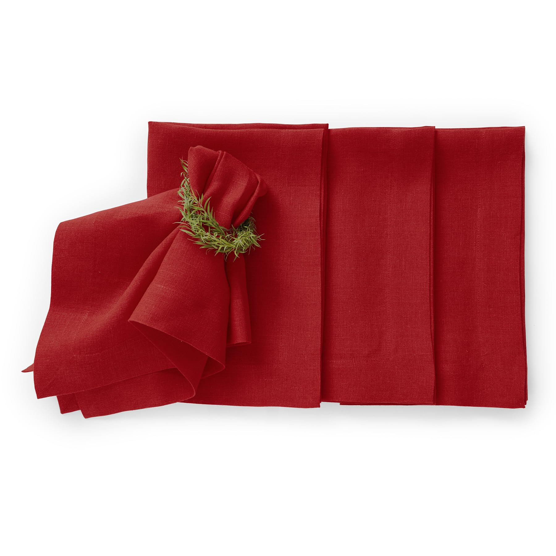 Solino Home Linen Dinner Napkins 20 X 20 Inch - 100% Pure Linen Red Cloth Napkins Set Of 4 For Spring, Easter - Sonoma, Handcraf