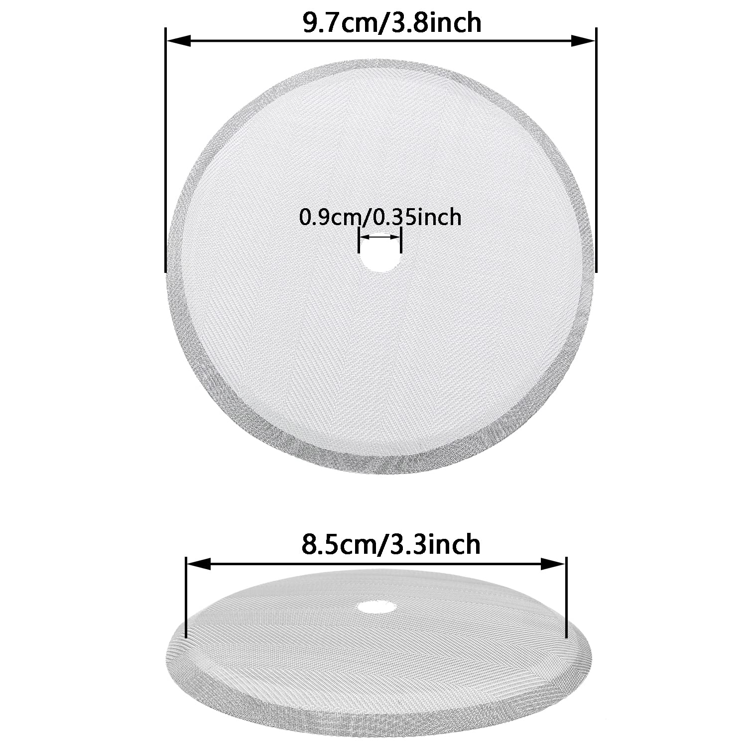 MTQY Stainless Steel French Press Replacement Filter Screen - 3.8 inch, 0.35 inch Hole, Model FPRFS-97-6, 6pcs Set