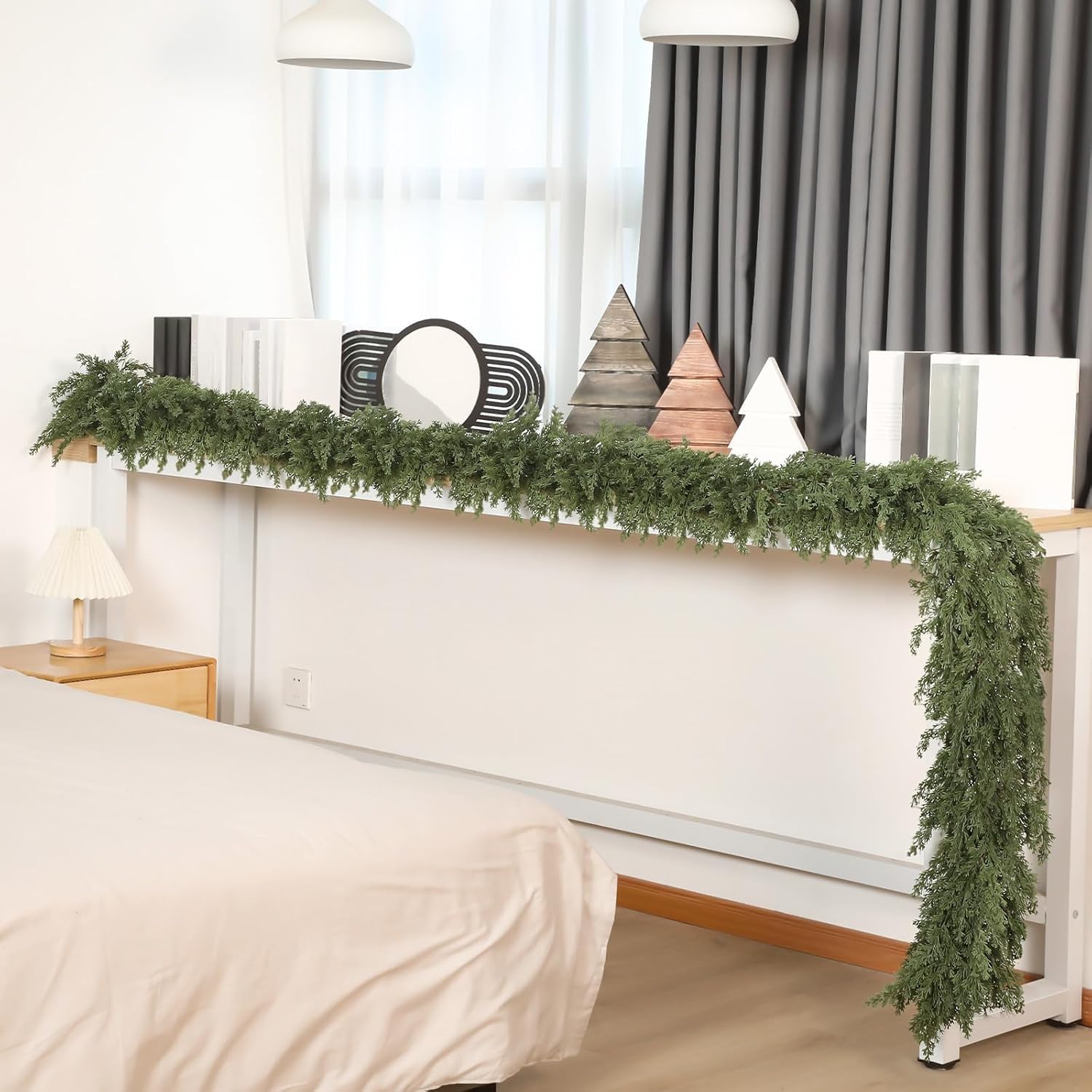 Jutom 1 Pcs 12 ft Thick Christmas Cedar Garland Artificial Realistic Soft and Flexible Full Faux Green Cedar Pine Garland for Ho