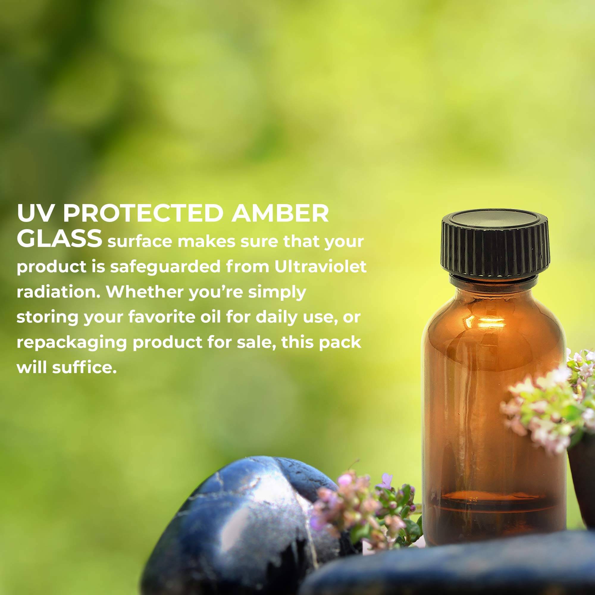 Onisavings Amber Glass Bottles 1 Oz (30 ml) Pack Of 12 Empty Refillable Bottles With Black Cap