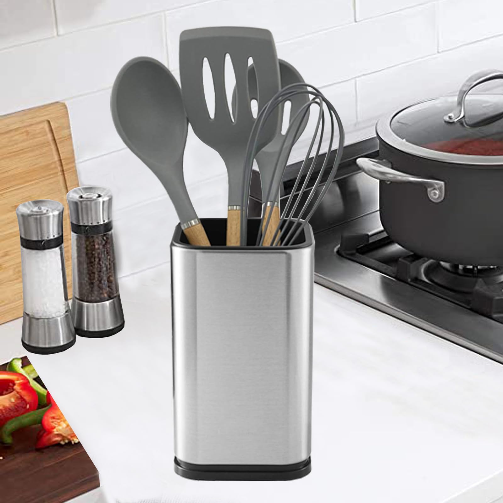 Wskc Stainless Steel Kitchen Utensil Holder Caddy,4L X 4W X 6.7H