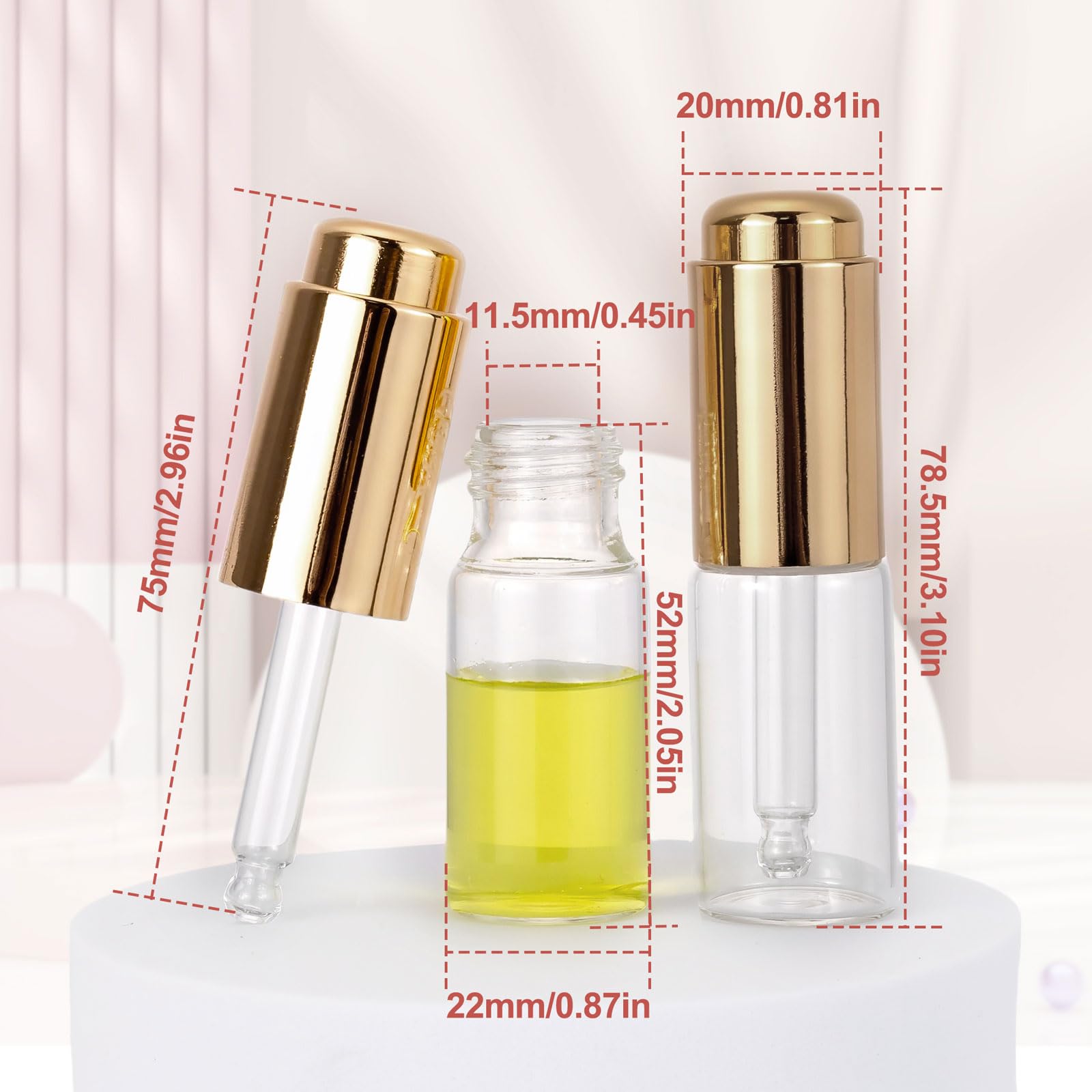 Ellbest 8Pcs 10Ml Clear Press Dropper Bottles, Empty Refillable Essential Oil Bottles Container Perfume Cosmetic Bottle Travel P