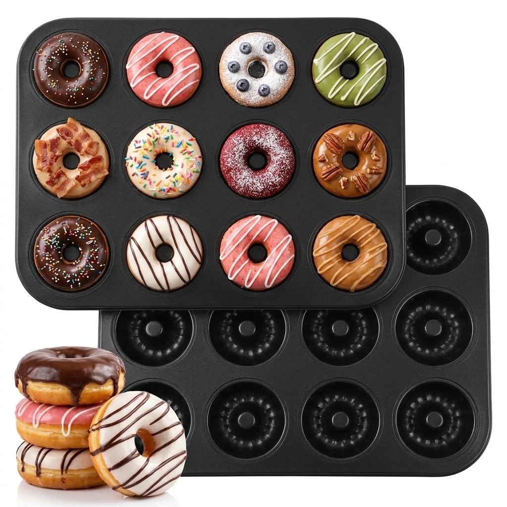 LYNCHAOXAN Donut Mold, 2 Pack Nonstick Donut Baking Pans