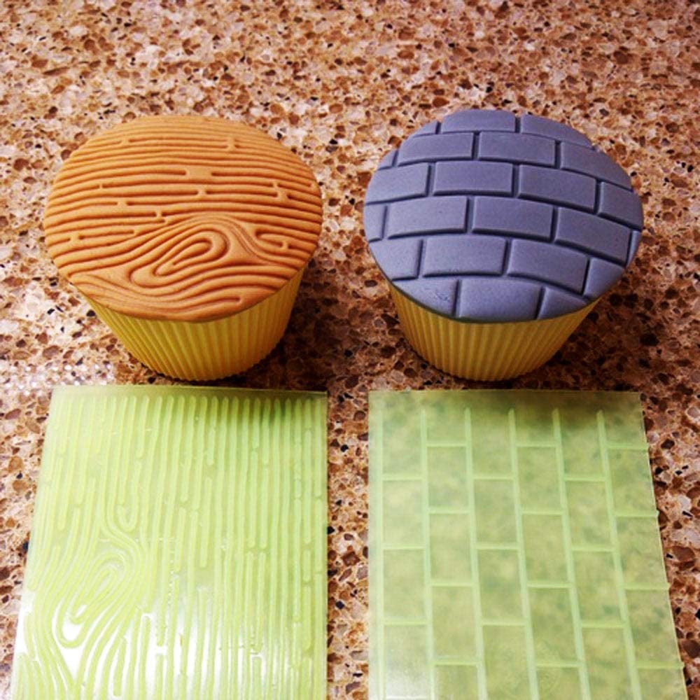 Fmm Tree Bark And Brick Wall Impression Mat, Set 1