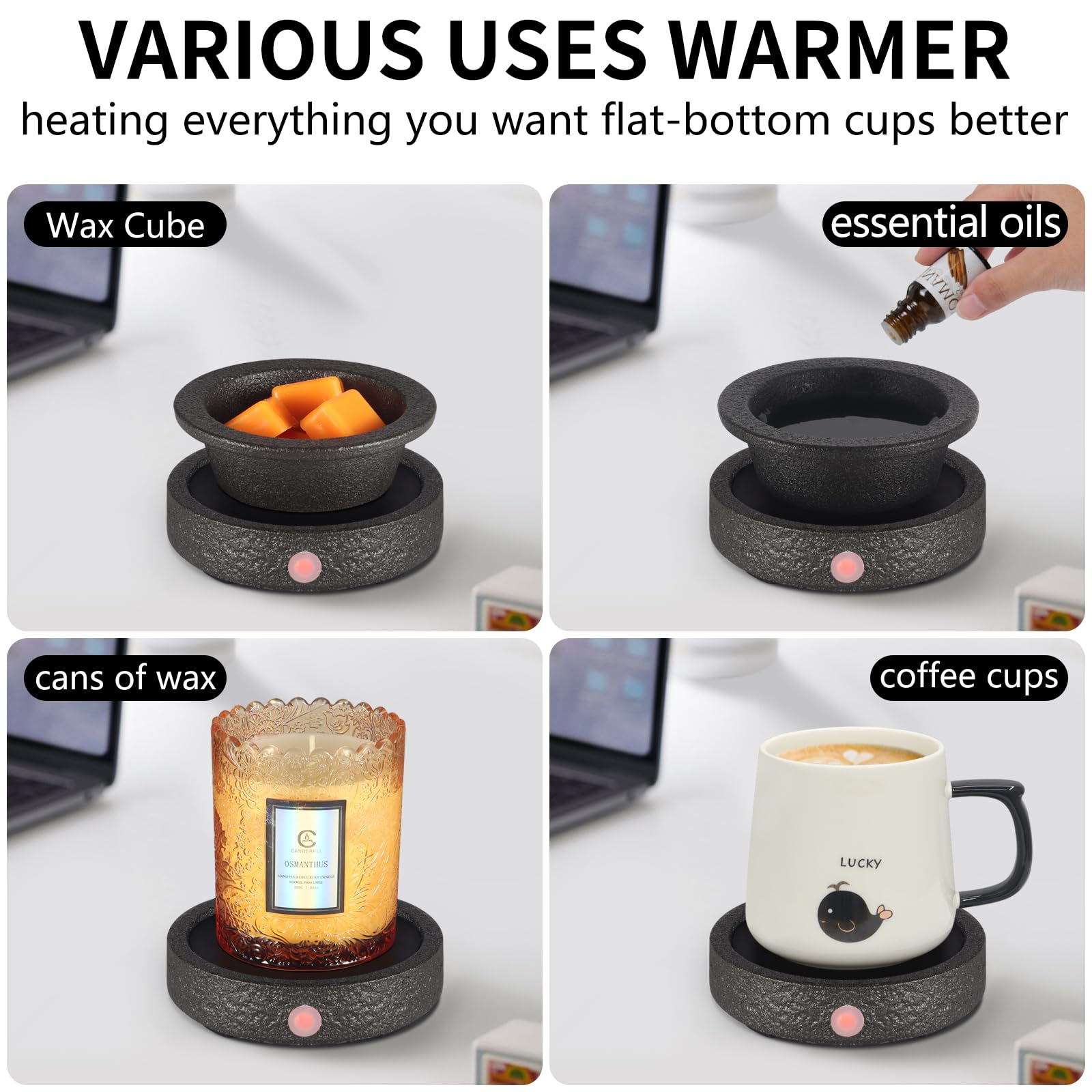Candle Warmer Plate,Ceramic Candle Wax Warmers For Jar Candles,Coffee Mug Warmer For Desk, Candle Warmer For Home Office, Gifts
