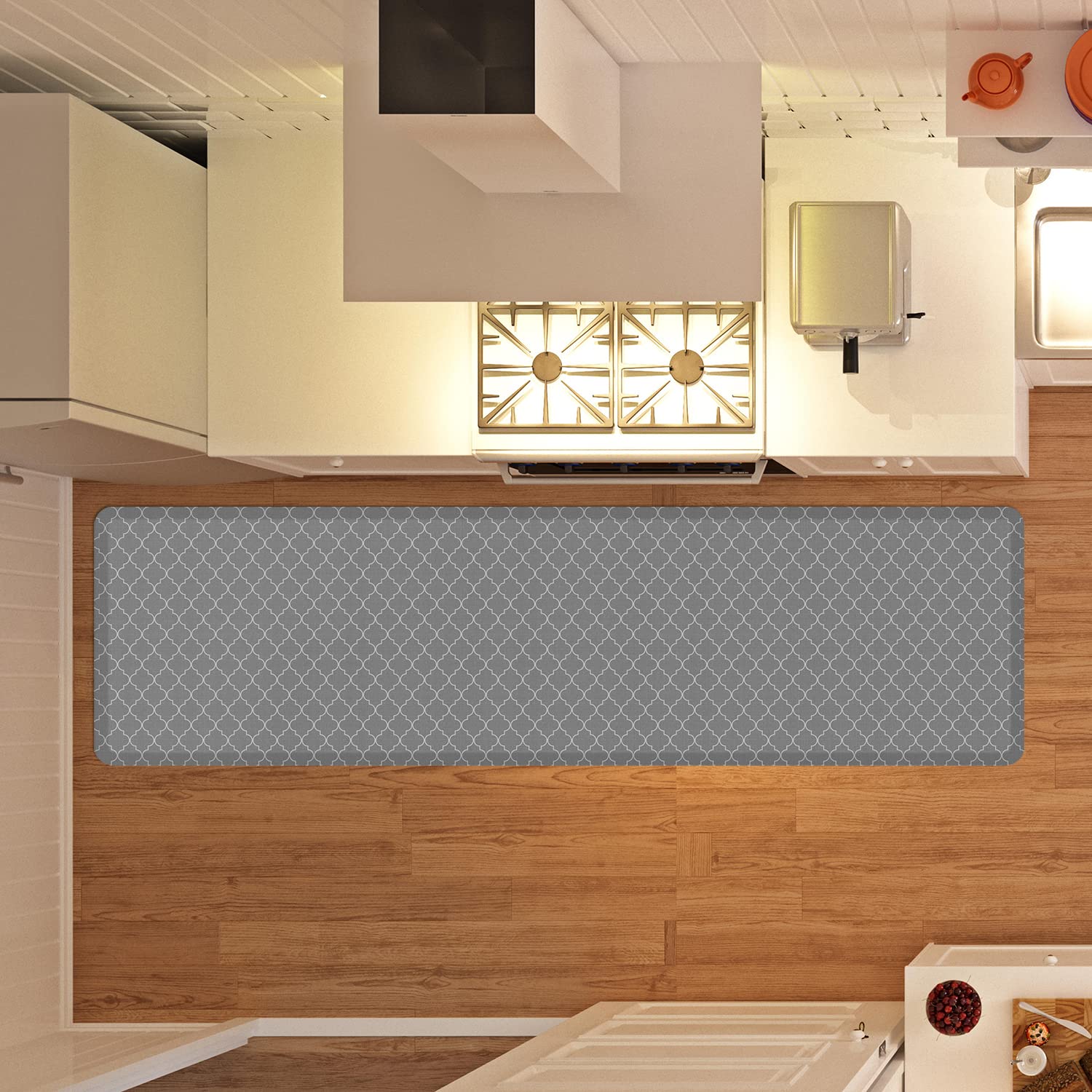 Gelpro Anti-Fatigue Designer Comfort Kitchen Floor Mat, 30X108, Trellis Grey Stain Resistant Surface With 3/4    Thick Ergo-Foam