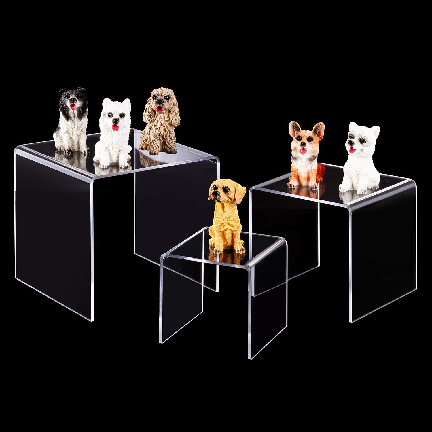 cEcOLIc clear Acrylic Riser Display Stand  Acrylic Display Riser Stand Shelf for Pops Figures  Jewelry  candy  cupcake  Dessert  2 Sets - 3x4x5in