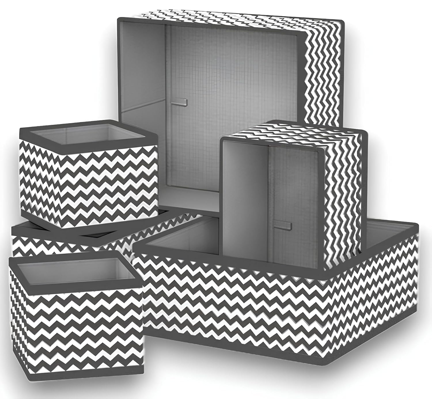 Drumstone (    6Piece Fabric Drawer Organizers: Foldable Closet Bins, Grey, NonWoven, Clothing & Accessory Storage, Space Effi