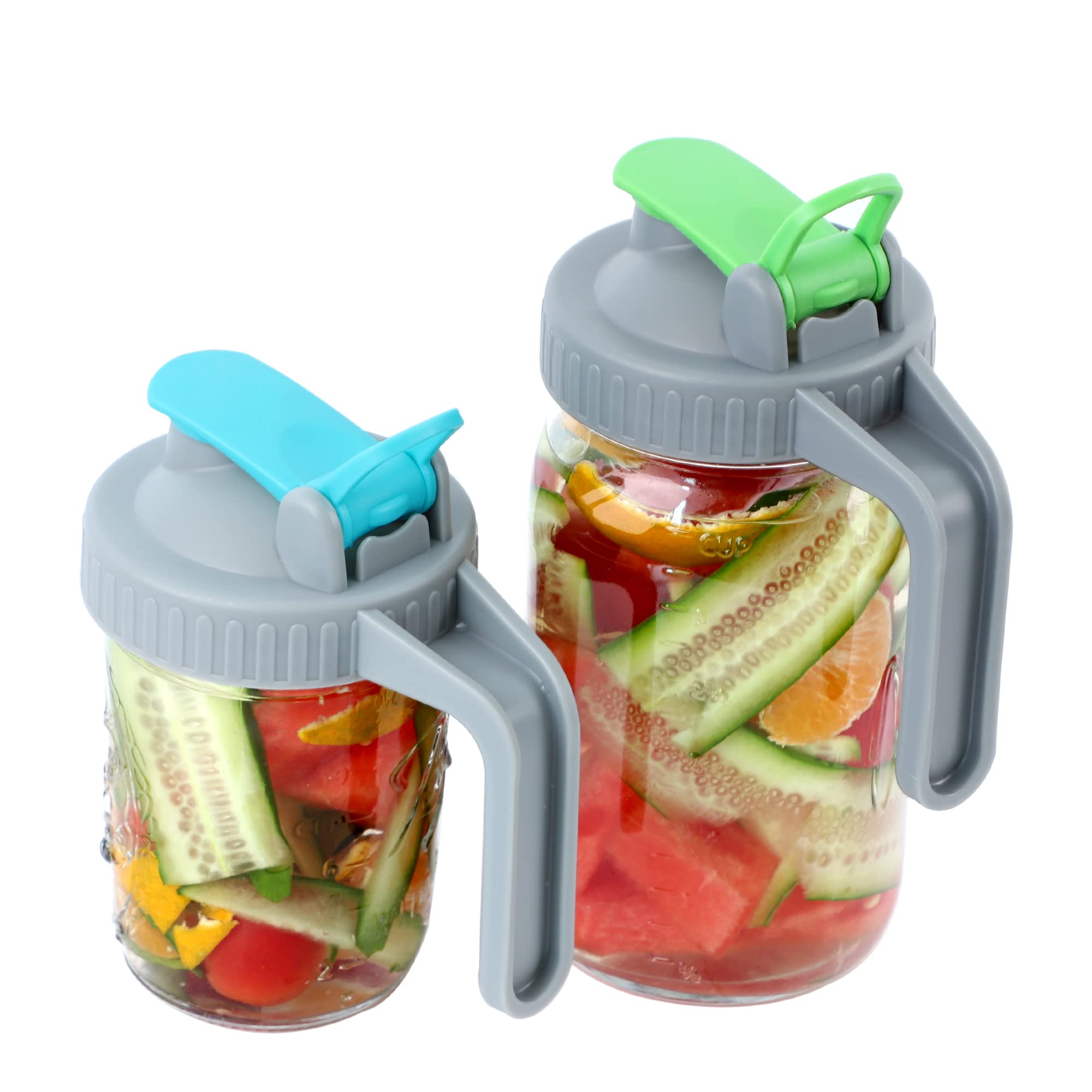 Wide Mouth Mason Jar Lids With Pour Spout Airtight Leak-Proof Flip Cap Lids With Handle Turns Your Mason Jar Into Pitcher (Jar N