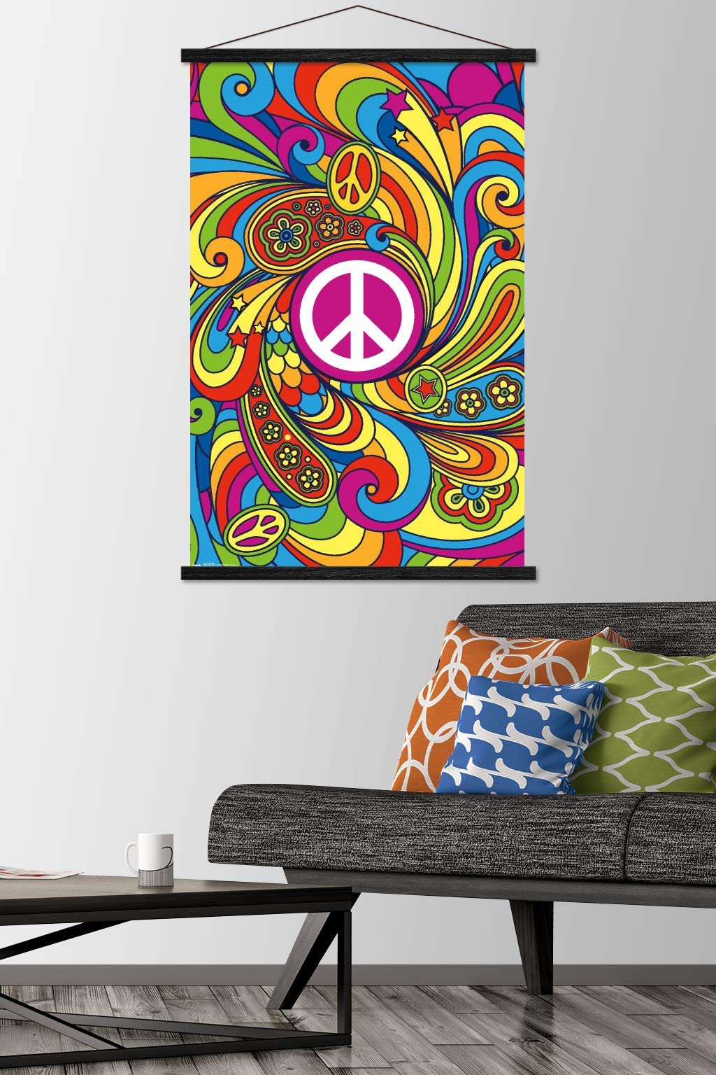 Trends International Peace Sign Wall Poster, 22.375'' X 34'', Premium Print And Black Hanger Bundle
