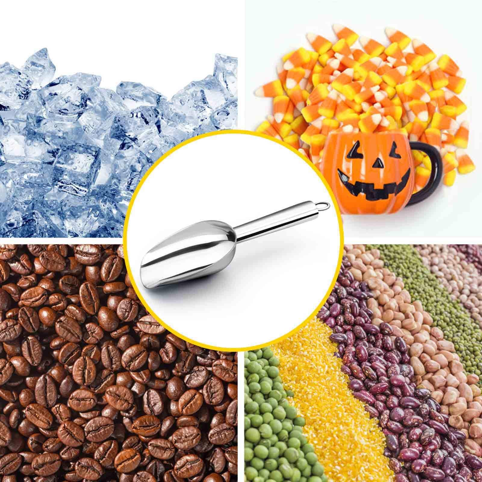 TeamFar Mini Stainless Steel Scoops - 3 Oz, Set of 6, Silver - Rust-Free, Dishwasher Safe for Kitchen Dispenser & Buffet Jars