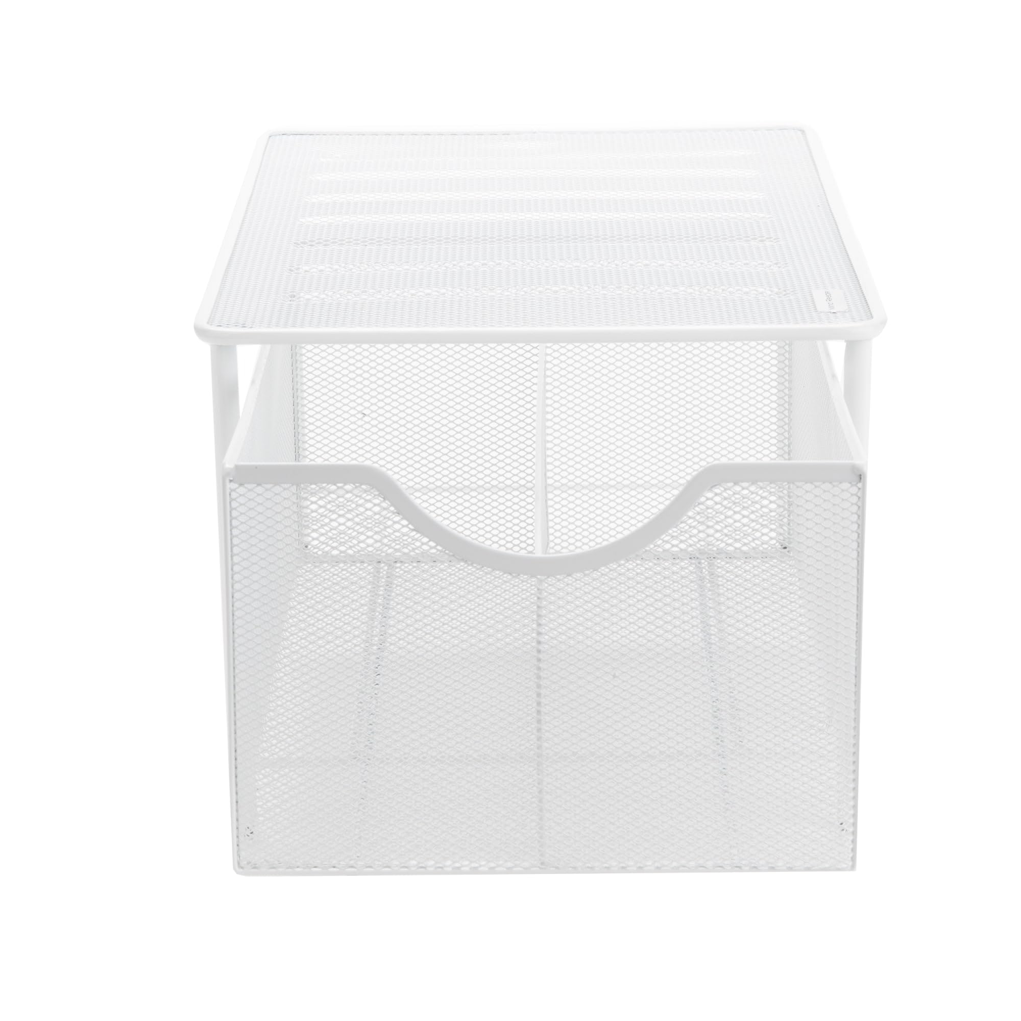 Mind Reader Storage Basket And Organizer [Metal Mesh] 3-Compartment Pull-Out/Sliding Organizing Drawer, Under The Sink Kitchen A