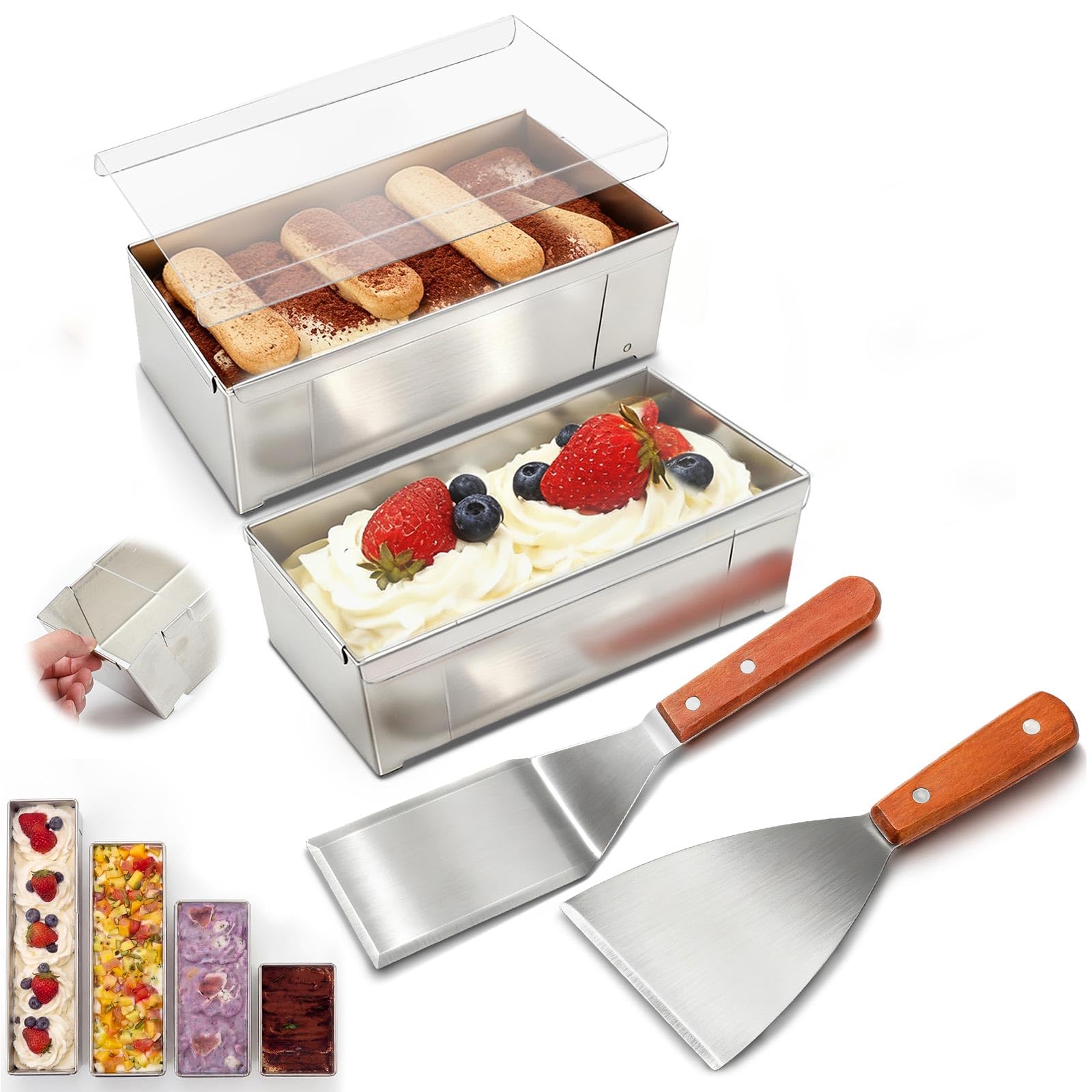 Blushtier 2 Pack Rectangle Tiramisu Pan Removable 9.45 X 3.94 X 2.56 Inch