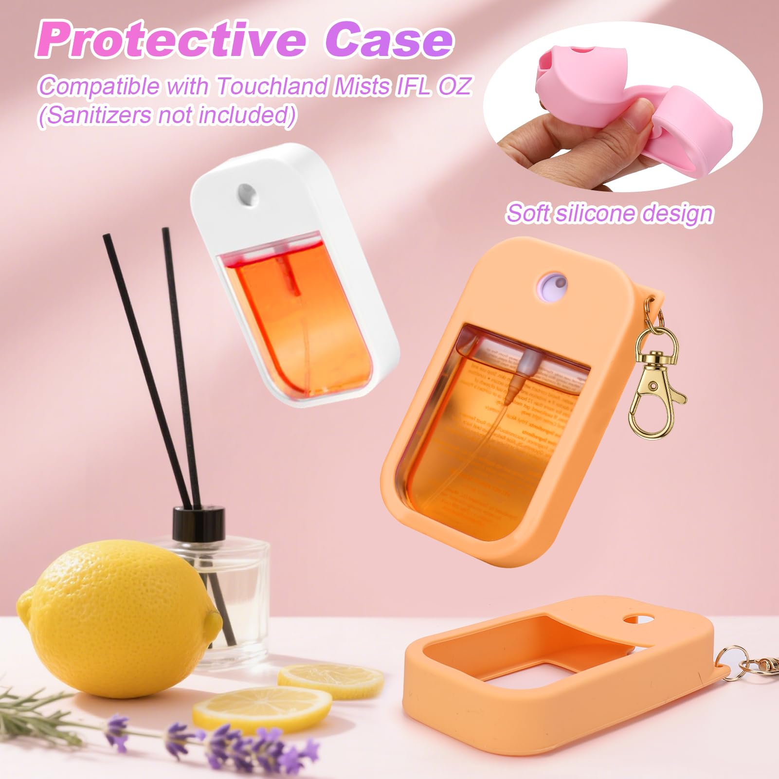 Aiersa 3Pcs Hand Sanitizer Spray Case Compatible With Touchland, Silicone Hand Sanitizer Case Holder With Keychain For Touch Lan