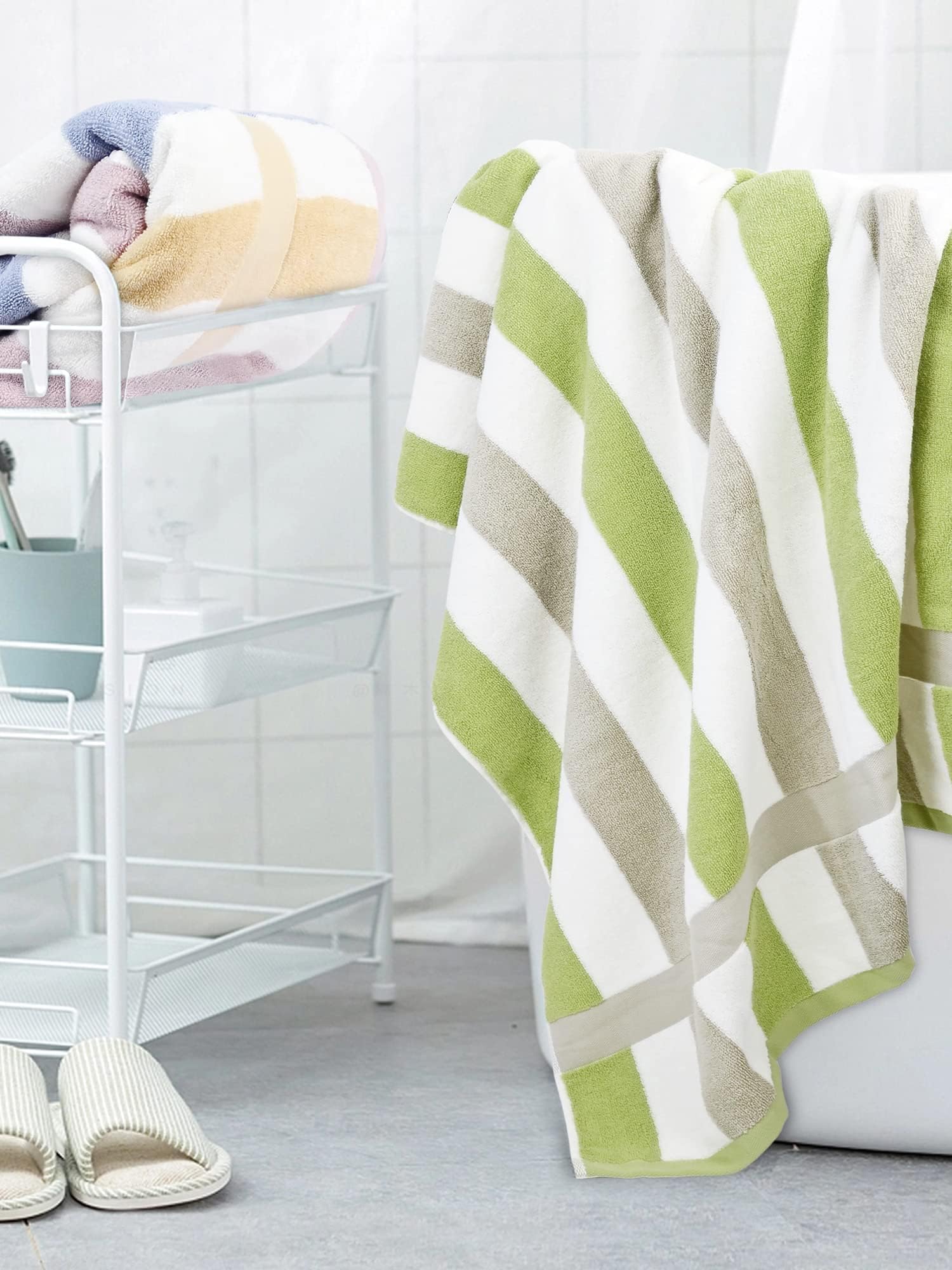 Jacquotha Stripe Shower Towels 2 Pack, Super Absorbent Quick Dry Bathroom Towels For Daily Use, Large Bath Towels Set For Men Wo
