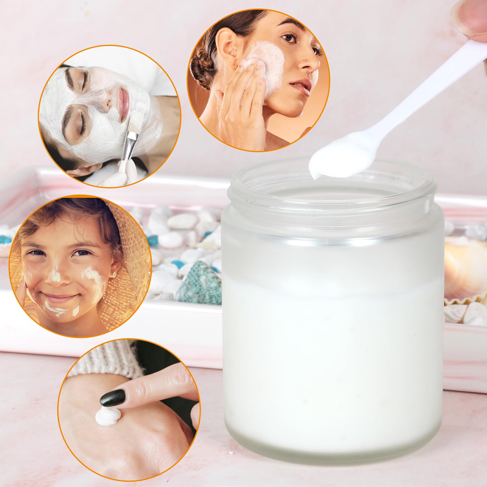 8 Oz Frosted Round Glass Jars, Pack Of 2 With Black Lids, Cosmetics Containers For Face Cream Lotion, Powder, Candle, Spice, Bod