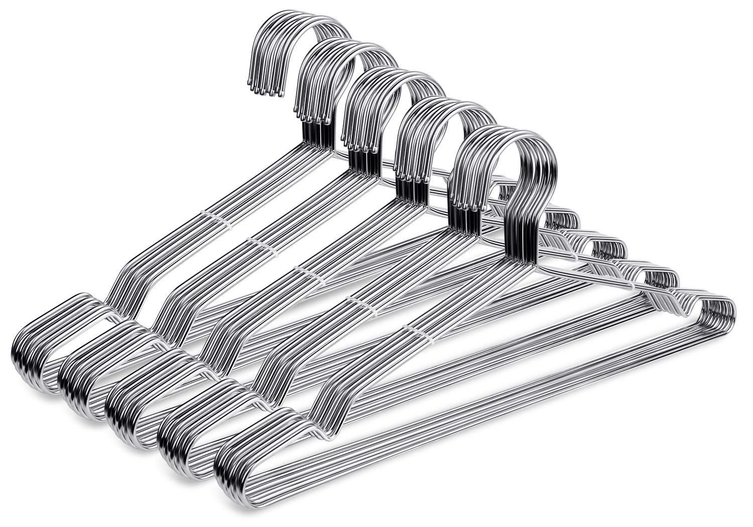 Fayleeko Wire Hangers 50 Pack Coat Hangers Strong Heavy Duty Stainless Steel Metal Hangers 16.5 Inch Ultra Thin Space Saving Clo