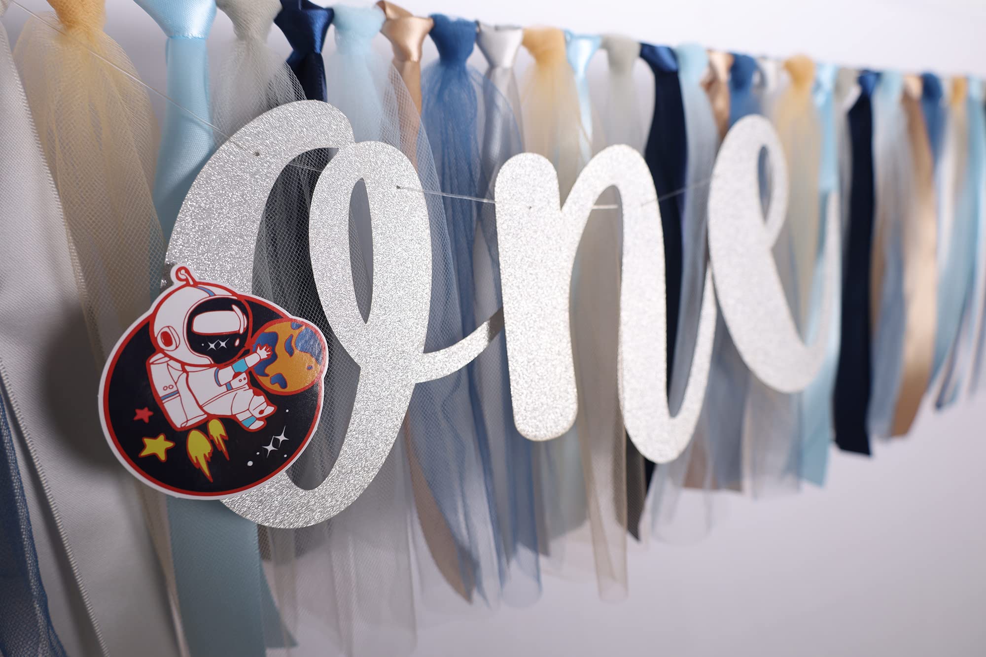 Space Highchair Banner For Baby - First Trip Around The Sun Birthday Decorations, High Chair Fabric Garland, 1St Trip Around The