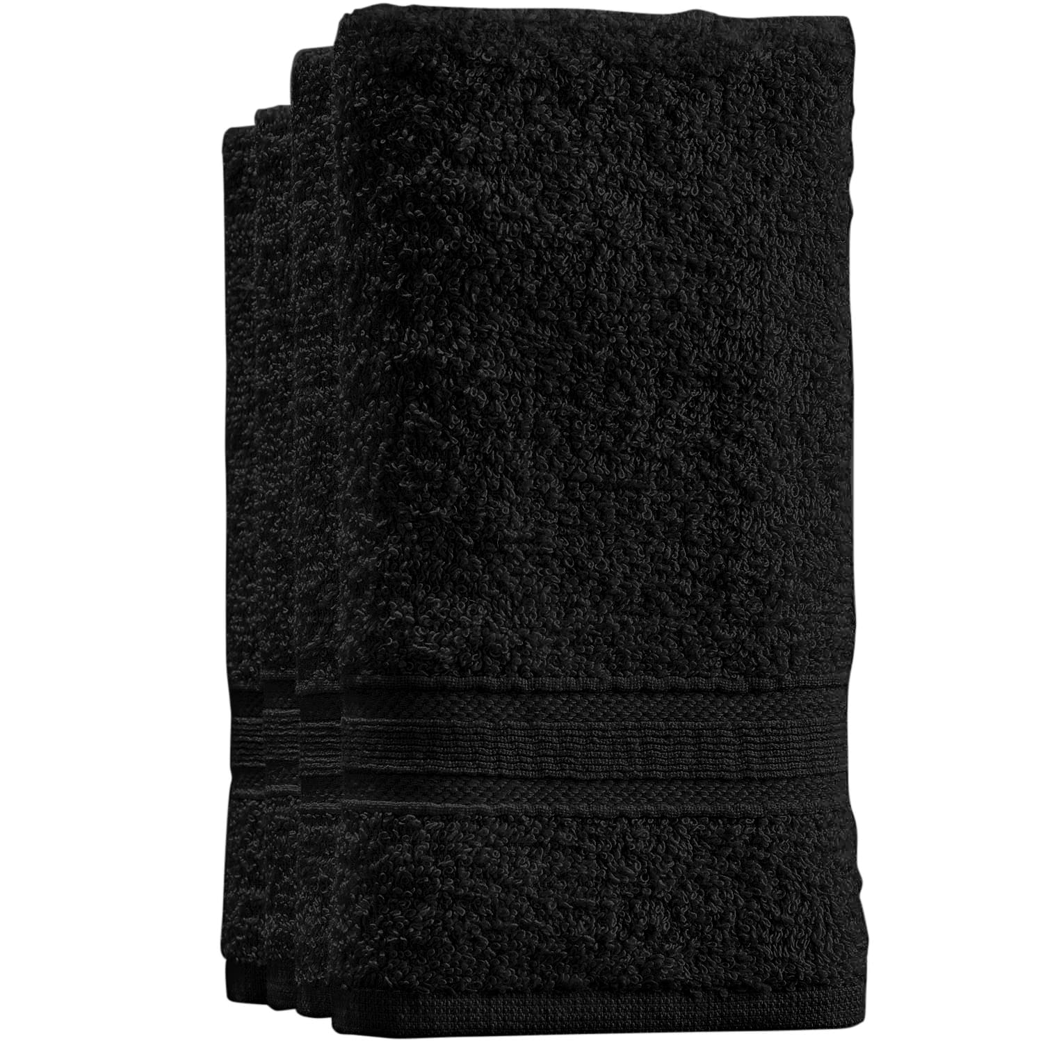 Cotton Fingertip Towels Set - 4 Pack Black Highly Absorbent, Soft Feel Fingertip Towels 11 ''X17 ''
