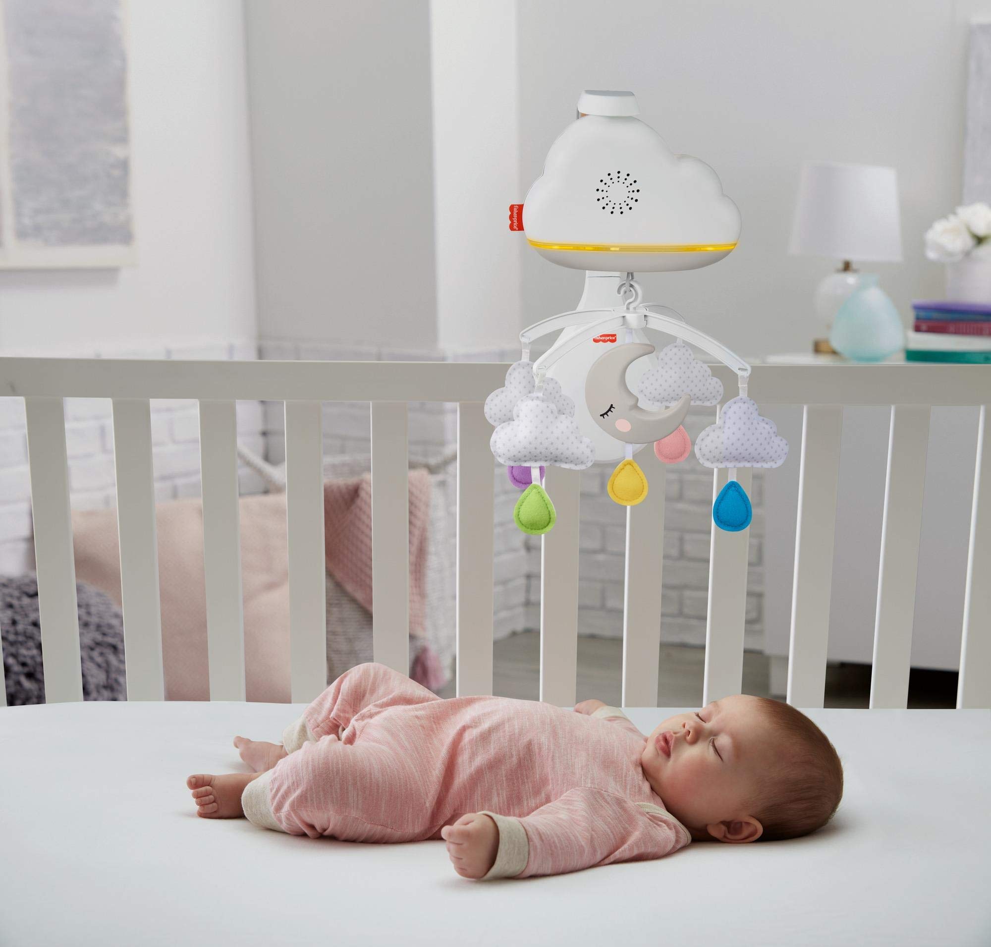 Fisher-Price Sound Machine Calming Clouds Mobile & Soother Convertible Crib to Tabletop with Music & Lights for Newborn to Toddl