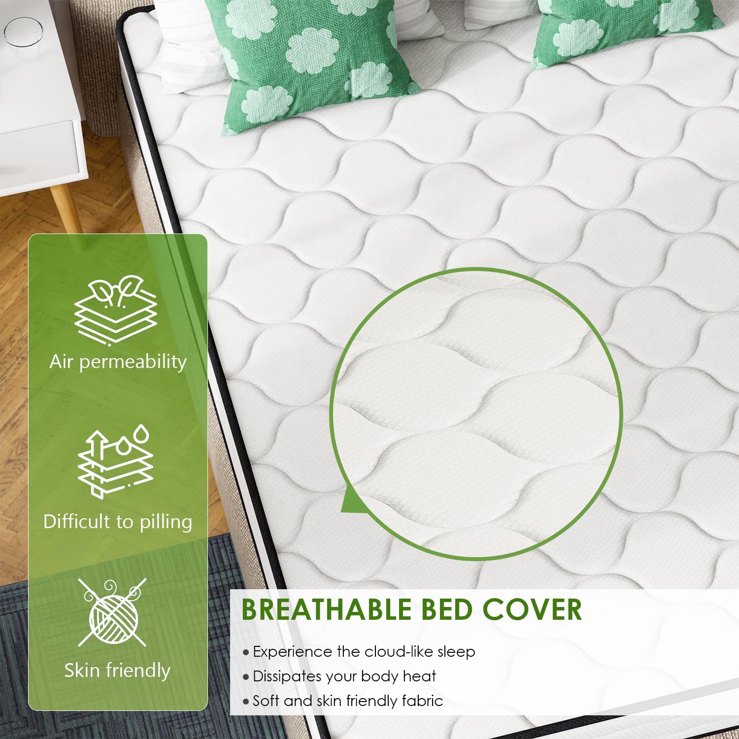 Paylesshere 8 Inch Mattress Medium Firm Spring Mattress Cool Sleep Pressure Relief Queen Size Mattress In A Box Fiberglass Free