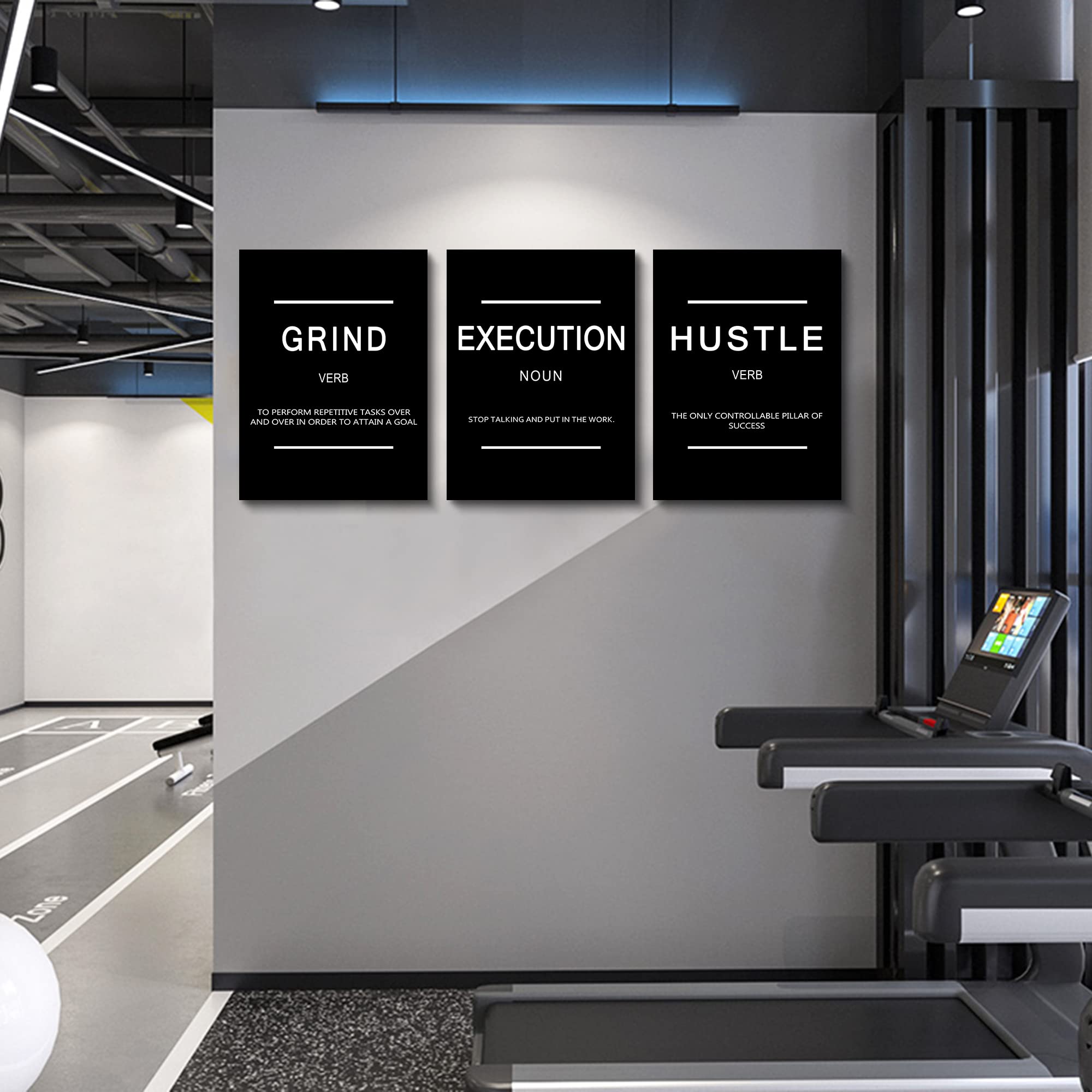 Framed Canvas Wall Art Success Quote, Office Wall Art, Black Large Poster, Positive Motivational Set Of 3 Prints, Execute Failur