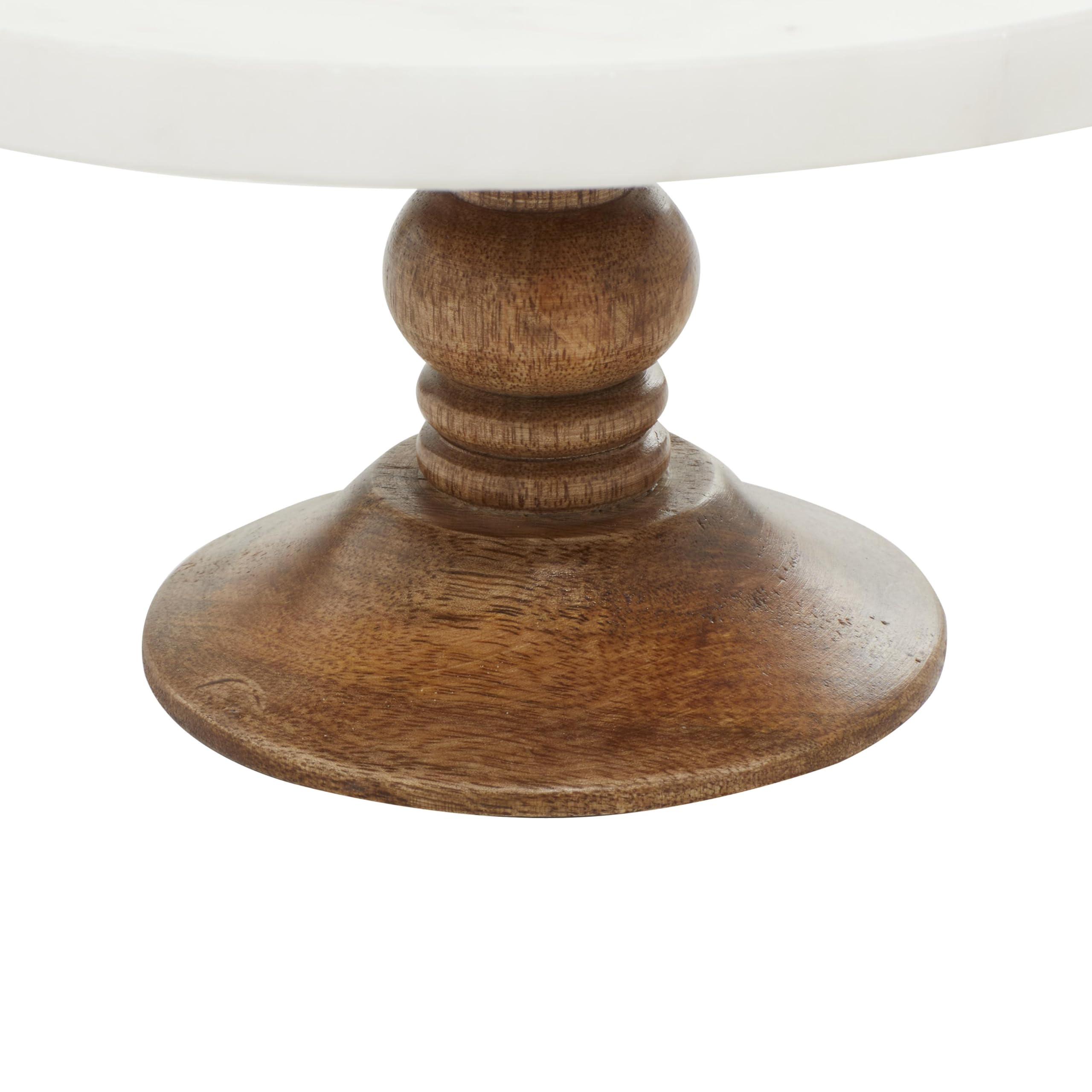 Deco 79 Mango Wood Cake Stand With Wood Base, 10'' X 10'' X 5'', White