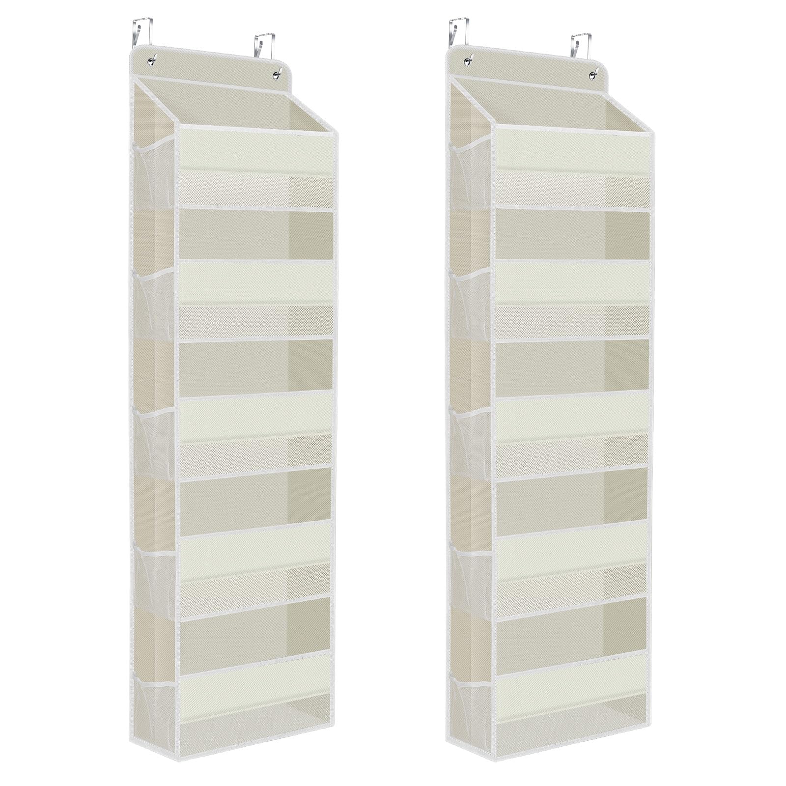 SpaceHacks 2 Pack Over The Door Organizer, Hanging Storage Organizer with Clear Window, 40lb Ultra Sturdy Large Capacity Room Or