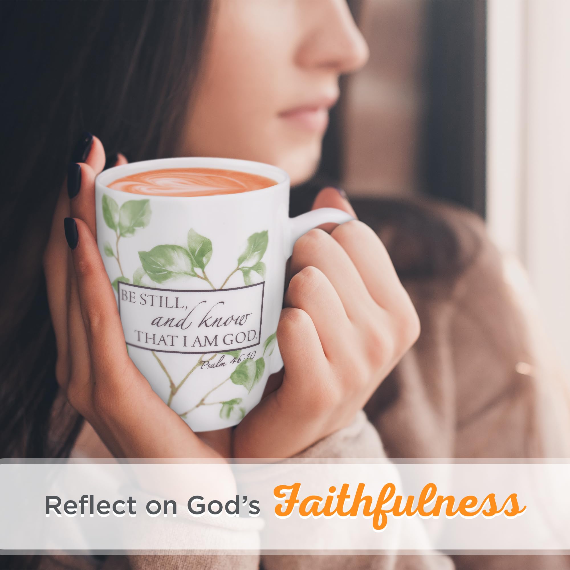 Christian Art Gifts Encouraging Scripture Ceramic Coffee & Tea Mug for Women: Be Still & Know Bible Verse Psalm, Inspirational M
