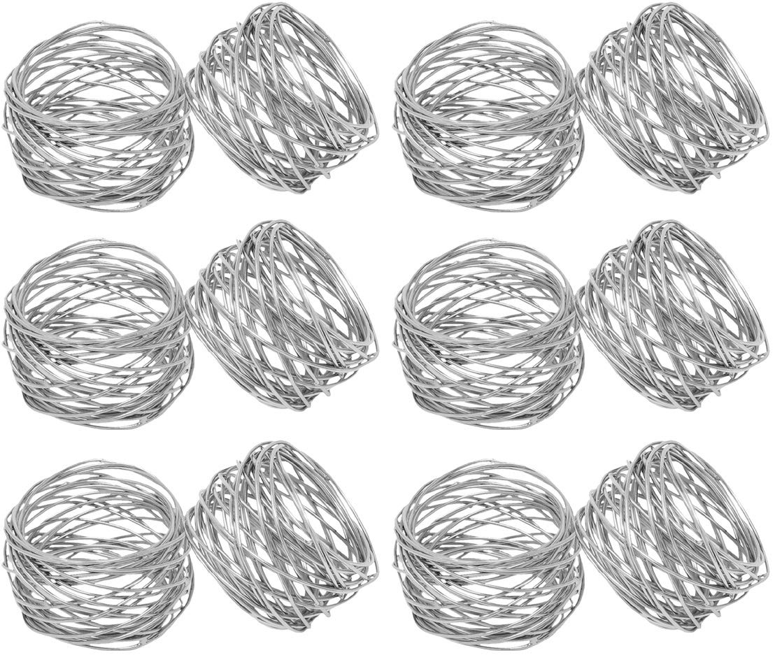 Skavij Metal Mesh Elegant Napkin Rings Set For Dining Table Decoration (Dia-2 Inch, Pack Of 6, Silver)