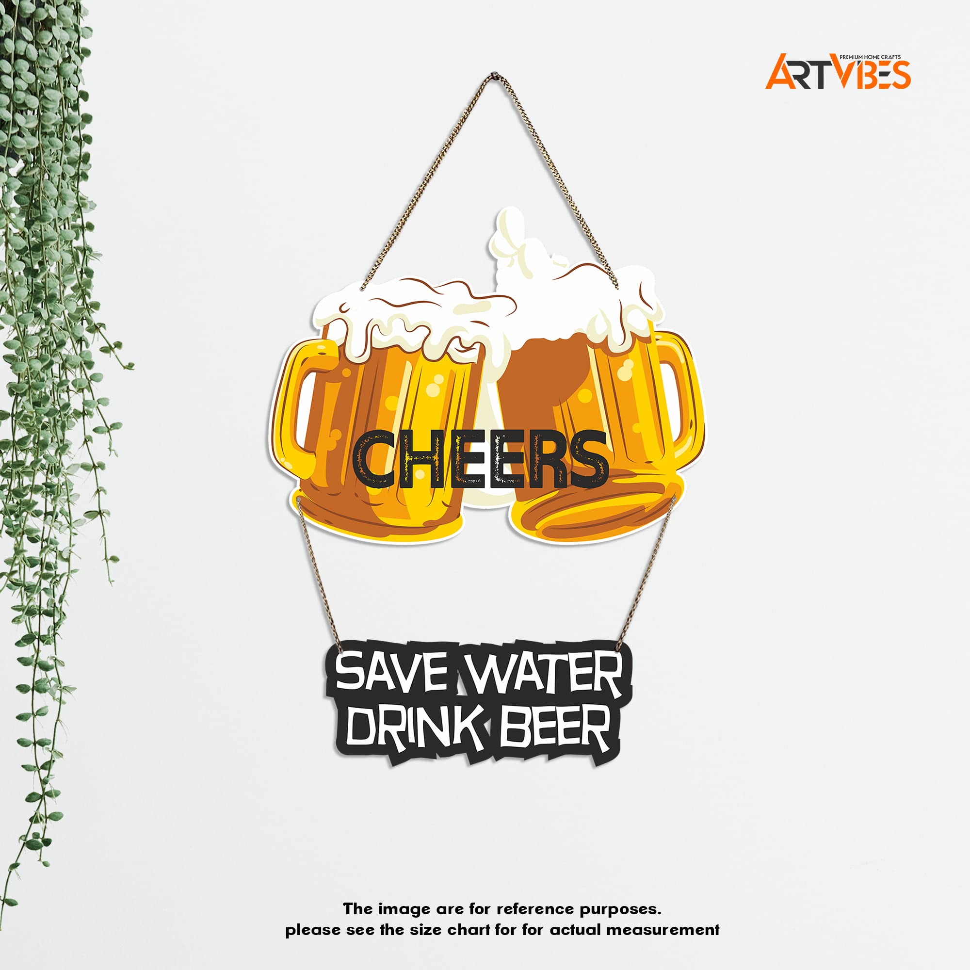 Artvibes Cheers Printed Wooden Wall Hanging with Quotes for Home Decor | Office | Gifts | Living Room | Bedroom | Wooden Decorat