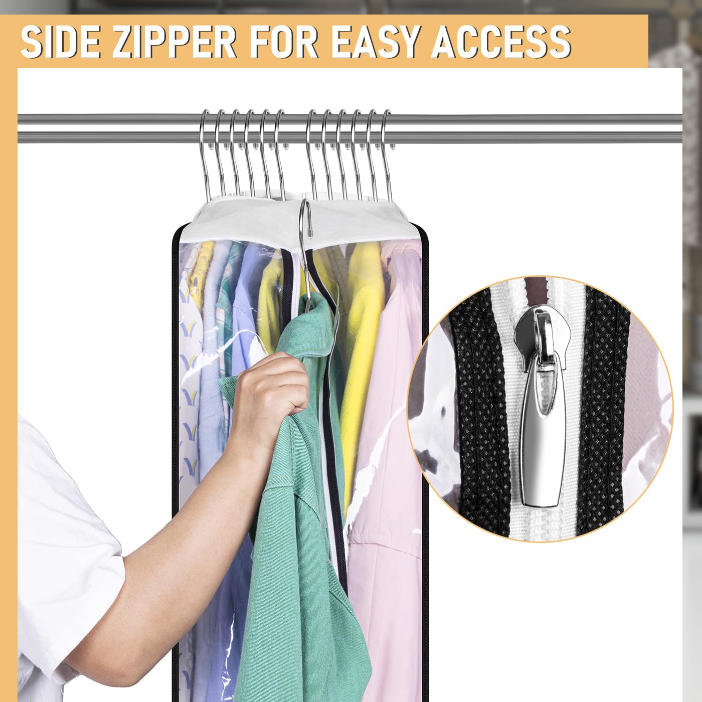 Misslo 32'' All Clear Garment Bags For Hanging Clothes 10'' Gusseted Suit Bags For Closet Storage Suit Cover Bags Hanging Clothe
