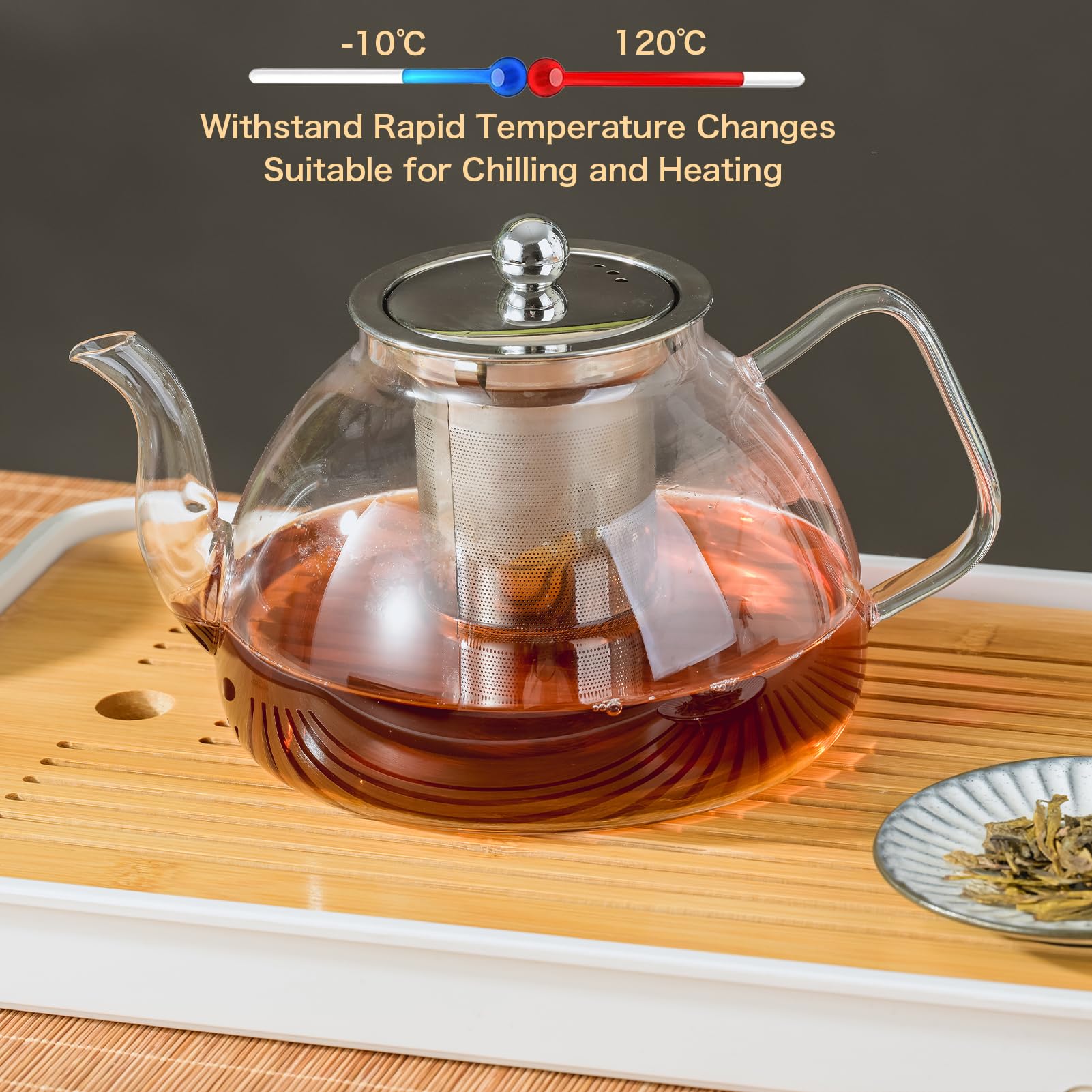 Wlasss 1200 ml/40 oz Glass Teapot with Infuser, Glass Tea Kettle Stovetop,Tea Pot with Infusers for Loose Tea, Tea Maker Gift