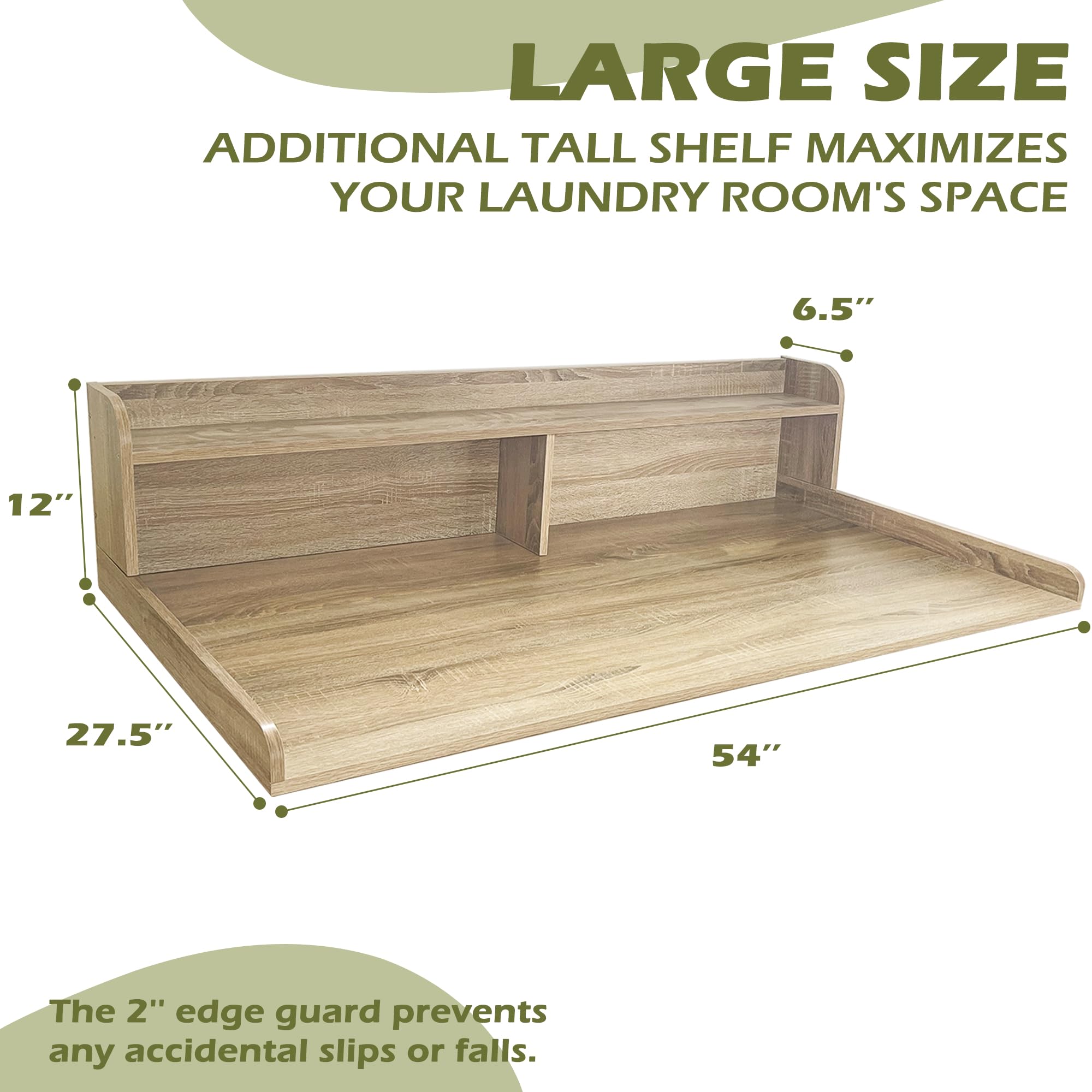 Royxen Laundry Countertop With Storage Universal Fit, Washer And Dryer Countertop With Shelf, Laundry Room Storage, 2-Tier Shelf