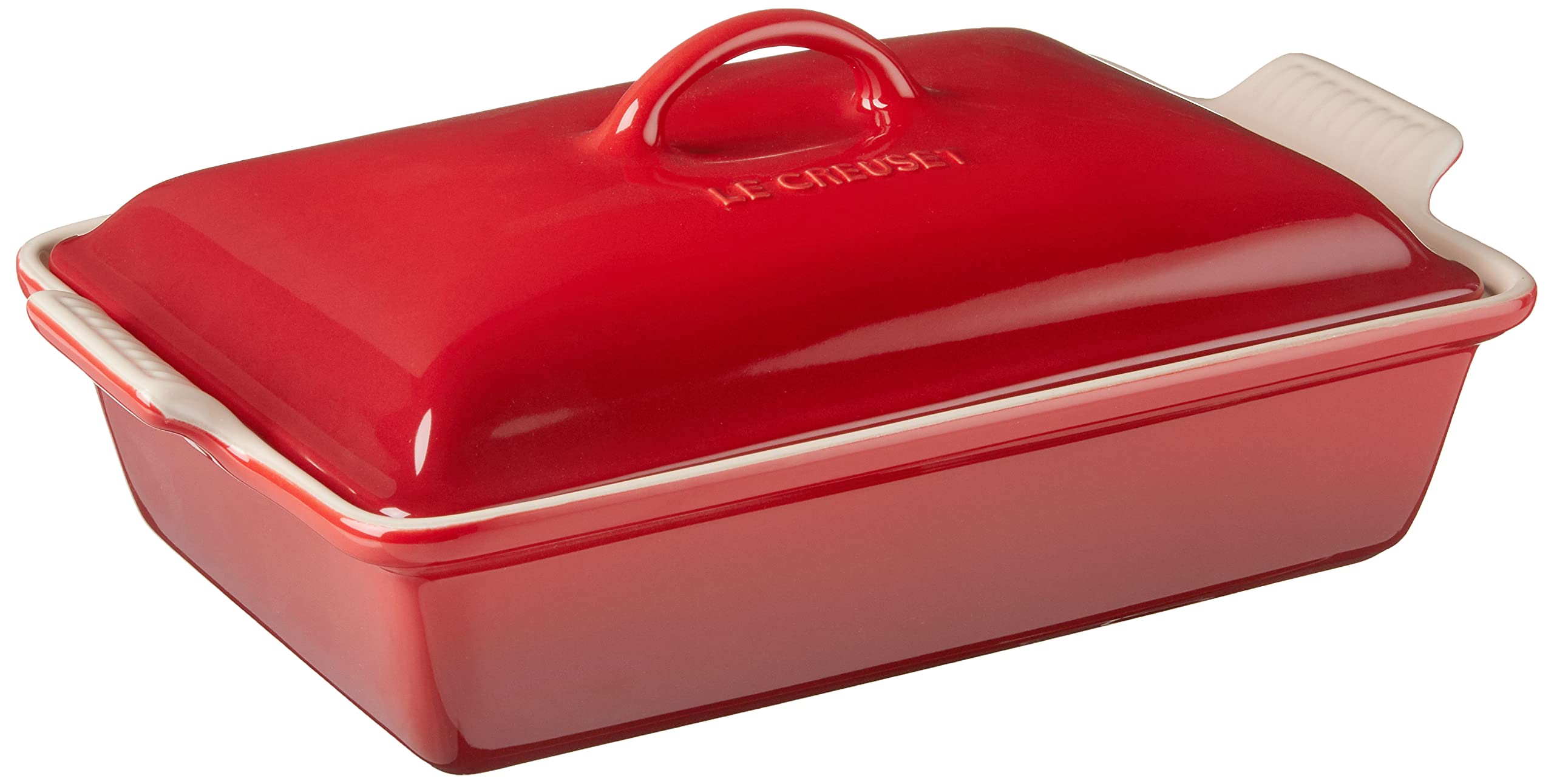 Le Creuset Stoneware Heritage Covered Rectangular Casserole, 4 Qt. (12'' X 9''), Cerise