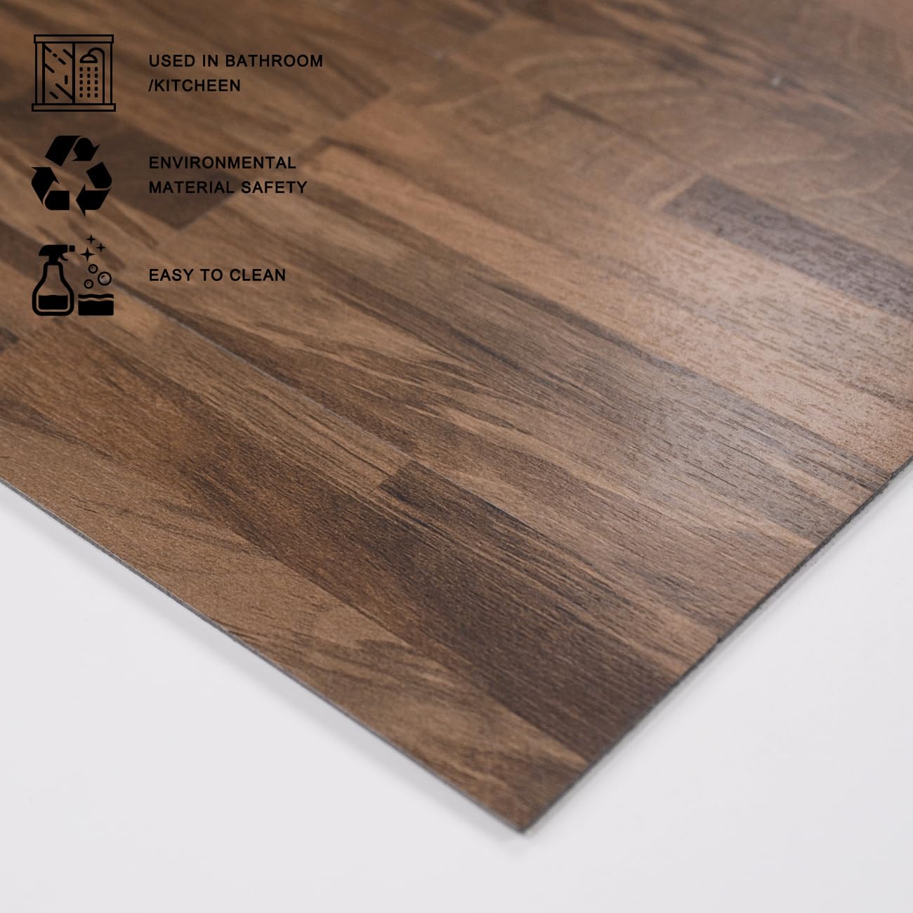 Midcard 10-Sheet Peel and Stick Backsplash Nature's Wood PVC Mosaic Tiles for Kitchens and Bathrooms.